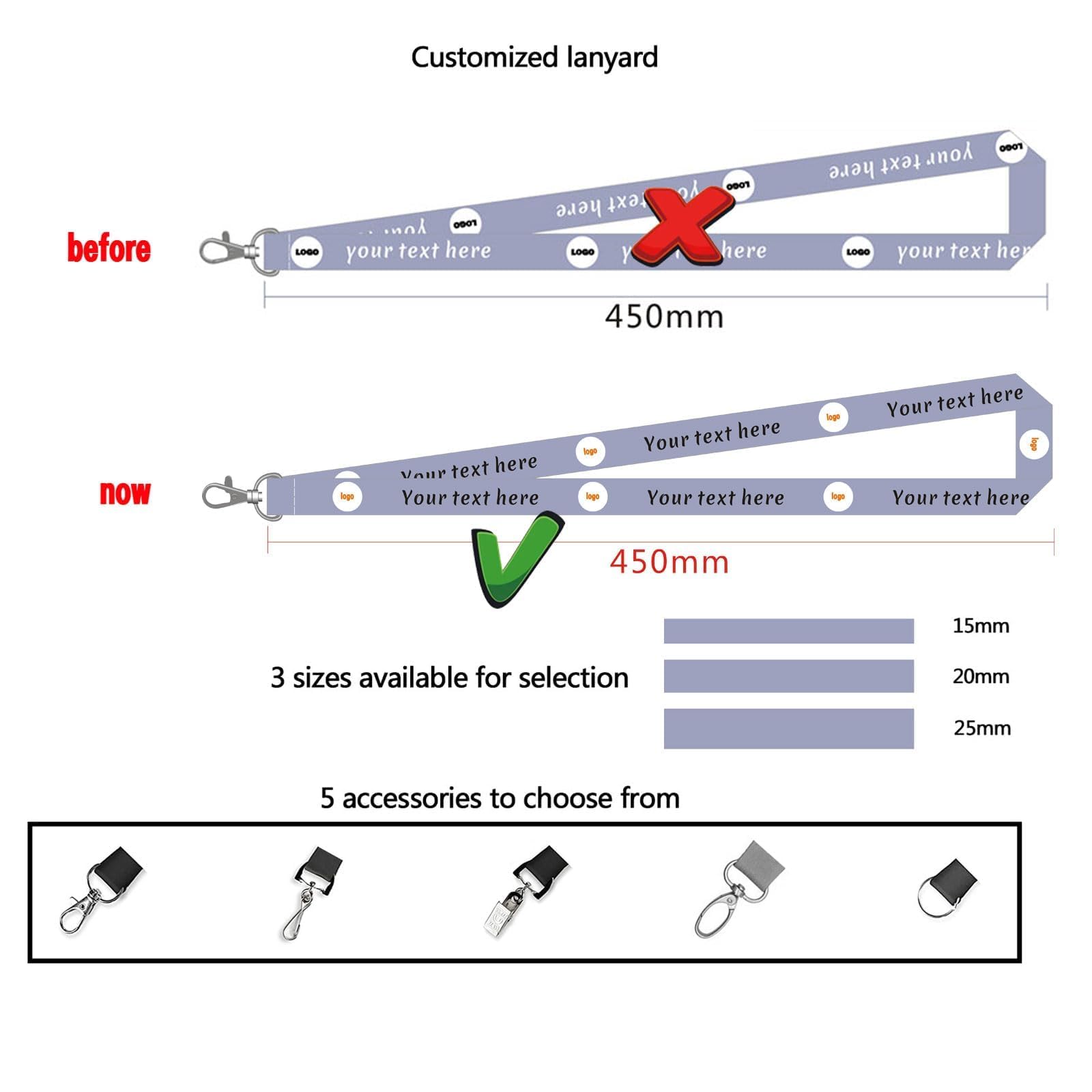 Custom Lanyards with Logo - ID Badge Straps for Work & School