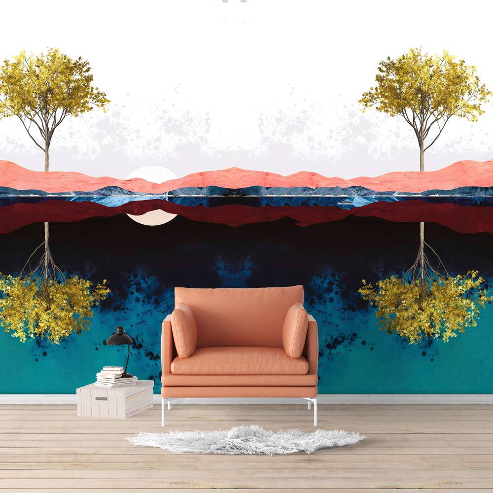 Nordic Style Nature Landscape Removable Wallpaper - Self-Adhesive Wall Mural for Bedroom & Living Room Decor - 66x96 Inches - Perfect for Home, Office & Nursery Decoration