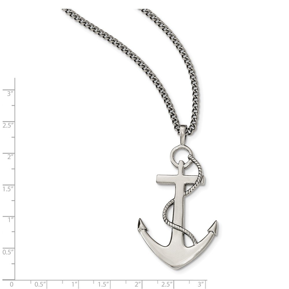 Jewels By Lux Stainless Steel Polished Anchor Mariner Cross Necklace for Men & Women - Perfect for Nautical Style, Beach Outfits and Everyday Wear