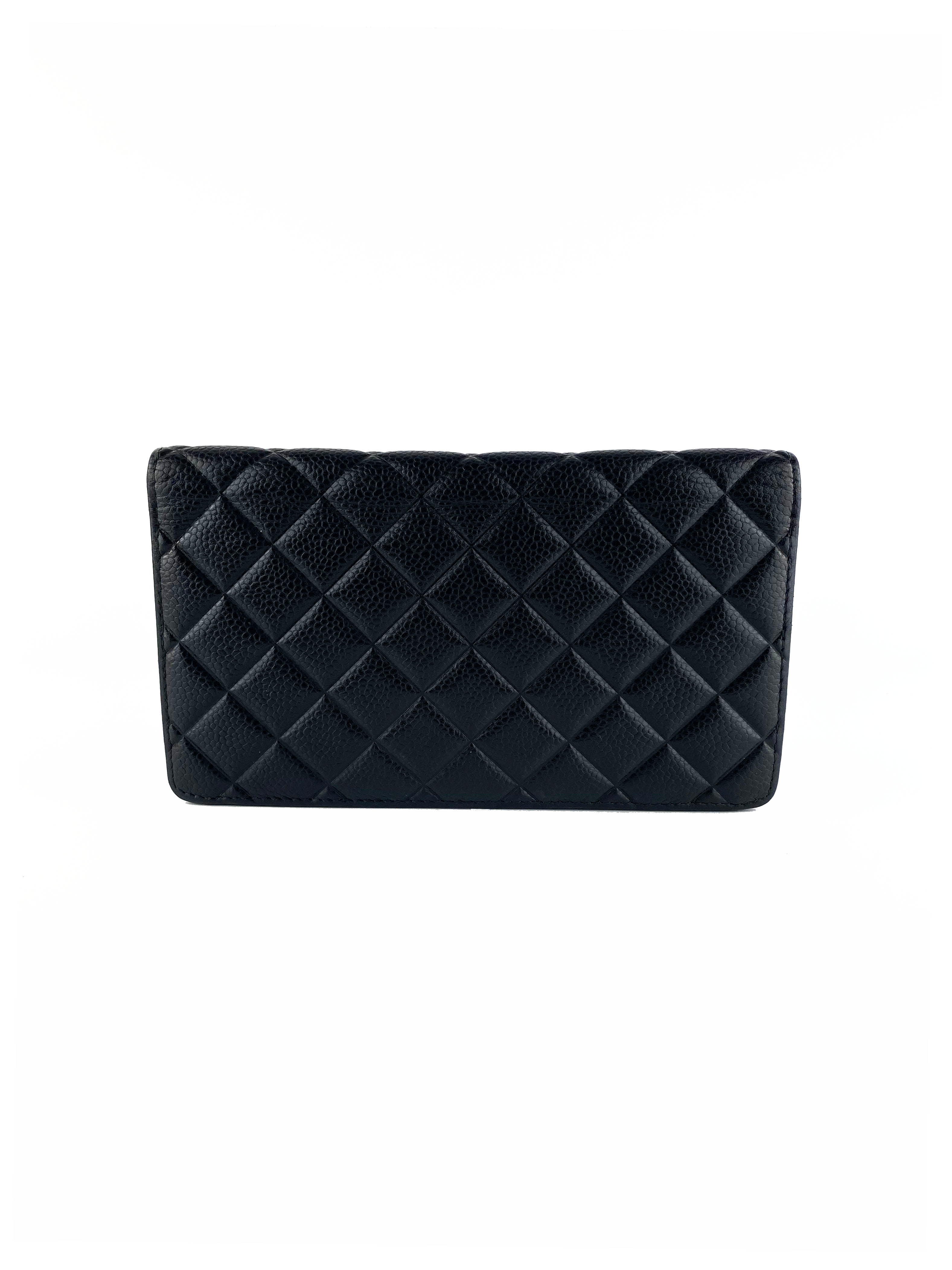 Chanel Black Long Caviar Leather Wallet for Women | Luxury Designer Card Holder & Money Organizer | Perfect for Everyday Use, Travel & Special Occasions