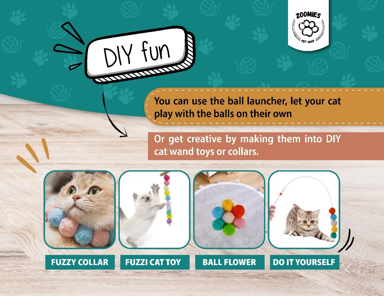 Interactive Cat Toys for Indoor Cats - 1pc Cat Toy Gun, 100 Pom Pom Balls & 3 Bouncing Balls | Automatic Ball Launcher for Fun & Exercise - Perfect for Playtime, Training & Keeping Cats Active at Home