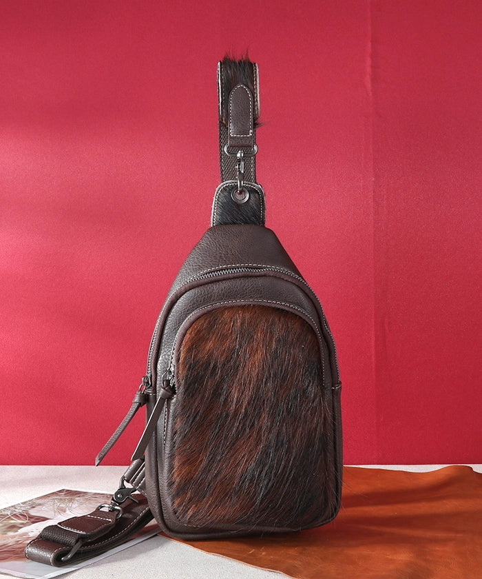 Montana West Genuine Leather Sling Bag with Hair-On Cowhide - Stylish Crossbody Purse for Women, Perfect for Travel, Shopping & Everyday Use