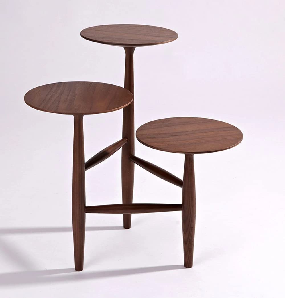 Carl Tripod and Pedestal Side Table - Walnut Veneer Large End Table for Living Room, Bedroom, or Office - Perfect for Coffee, Books, and Decor