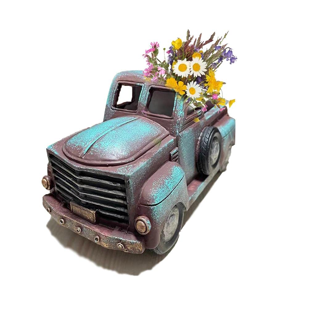 Vintage Pickup Truck Succulent Planter - Retro Creative Car Flower Pot for Cactus, Plants, and Home Garden Decor | Perfect for Desk, Office, Outdoor, and Indoor Decorations