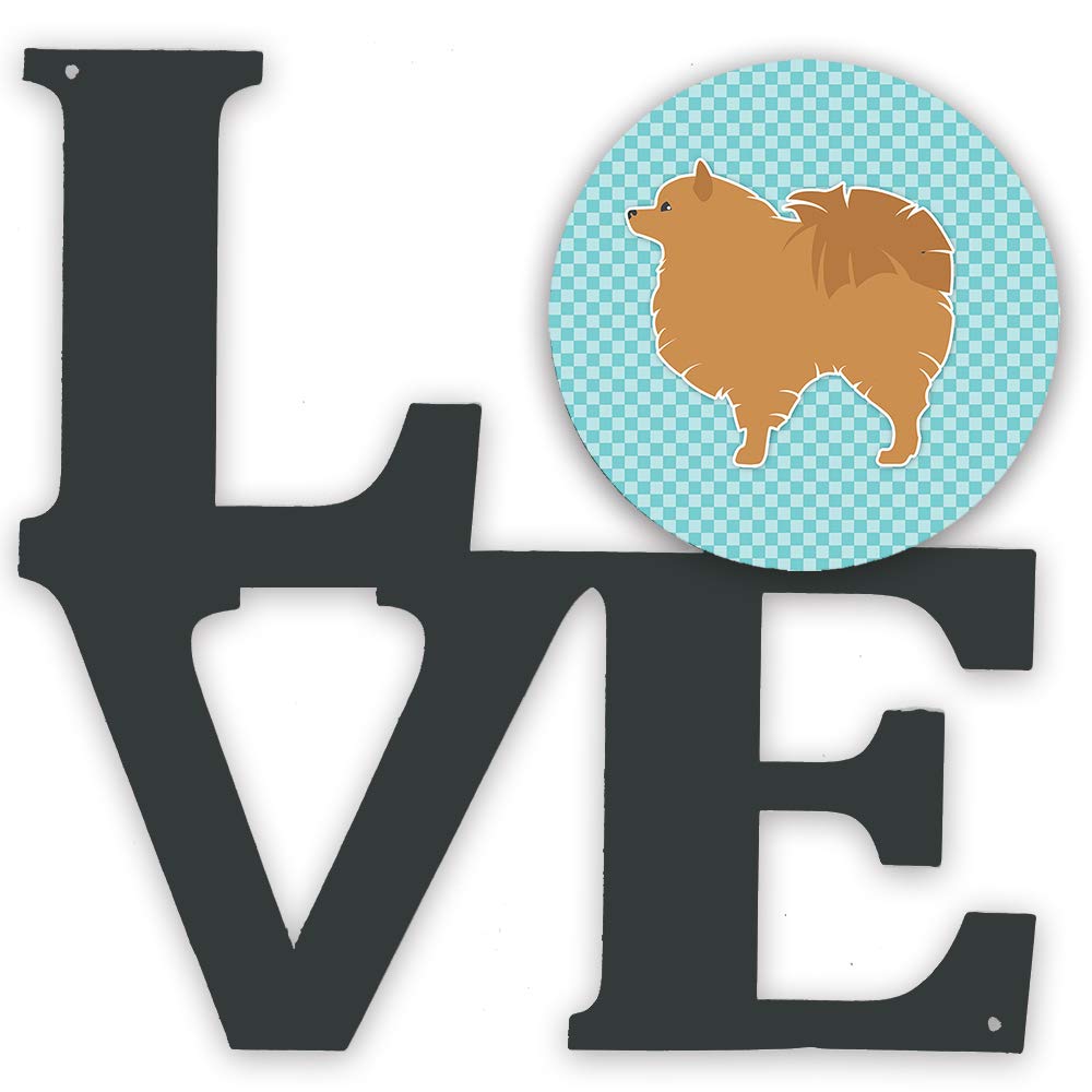 Pomeranian Checkerboard Blue Metal Wall Art - Indoor Outdoor Decor for Patio, Bathroom & Kitchen - Colorful Aluminum & Black Steel Sculpture - Perfect for Pet Lovers & Home Decor