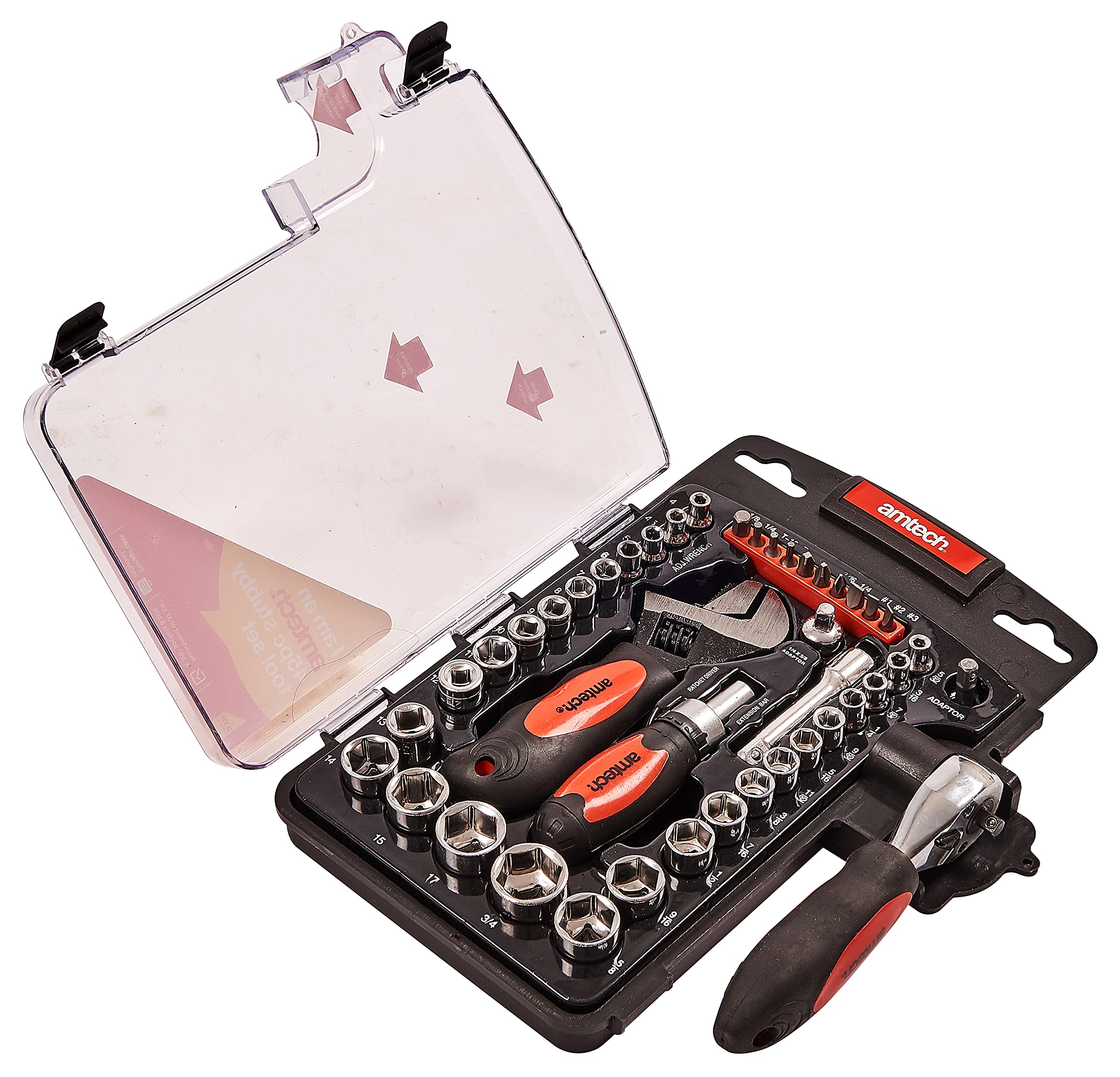 Amtech I1100 45-Piece Stubby Tool Set - Compact Wrench & Socket Kit for Tight Spaces | Ideal for Automotive Repair, DIY Projects & Home Maintenance