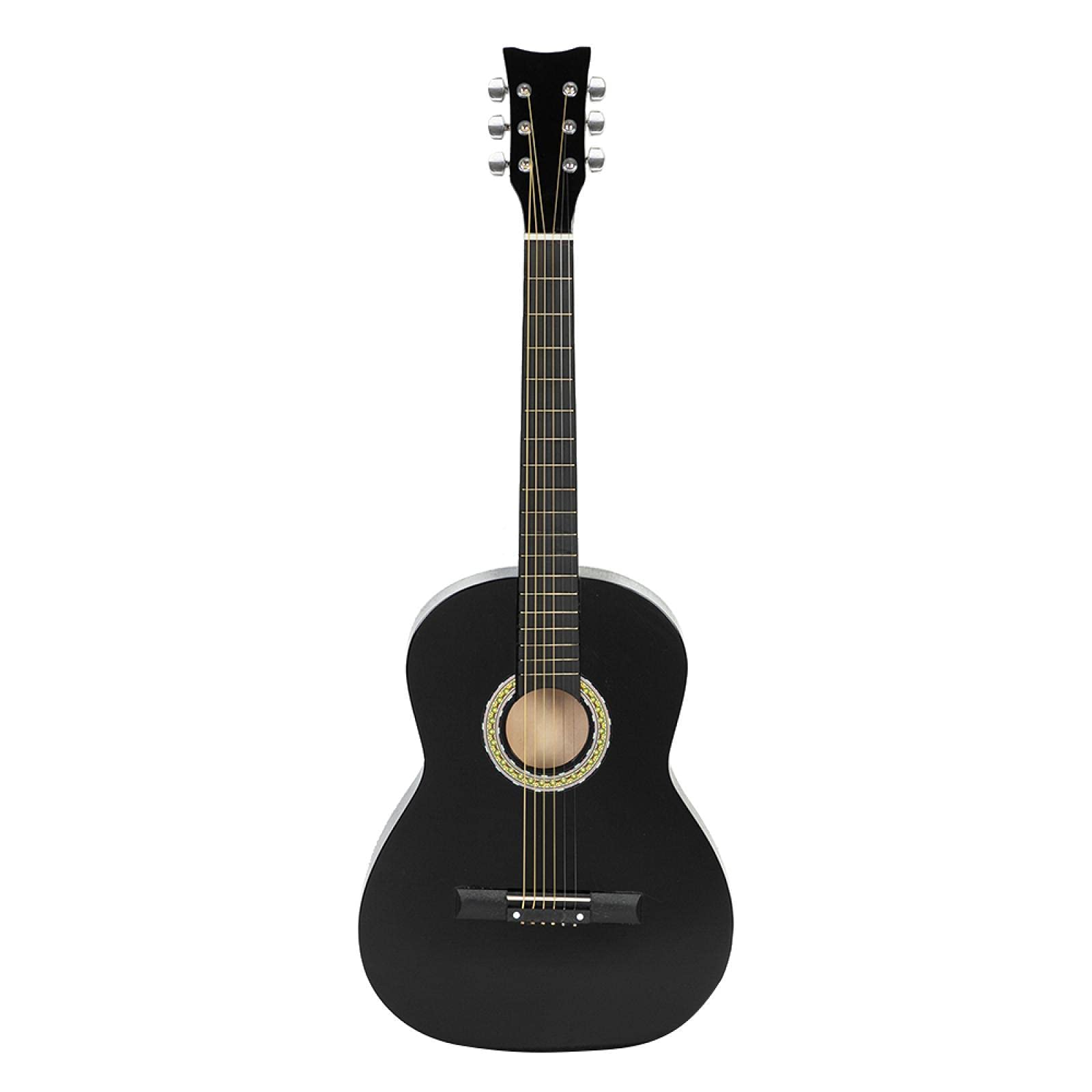 **LEADZM 38 Inch Acoustic Folk Guitar with Gig Bag, Strap, Digital Tuner & Extra Strings – Full Starter Kit for Beginners, Black – Perfect for Camping, Travel & Home Practice**