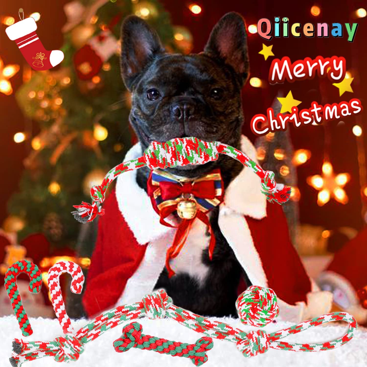 6 Pack Christmas Dog Rope Toys for Aggressive Chewers - Durable Pet Chew Toys Set for Small, Medium & Large Breed Dogs | Interactive Puppy Ball Toys for Training, Teeth Cleaning & Playtime | Perfect for Xmas Gifts, Indoor & Outdoor Activities
