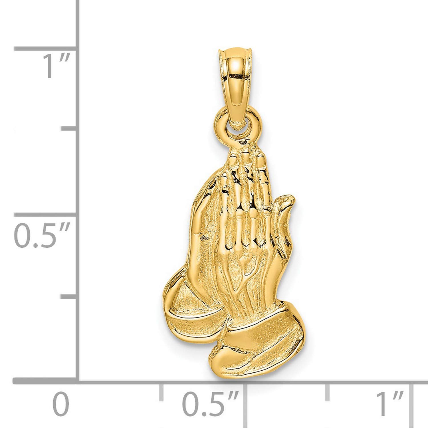 14K Yellow Gold Praying Hands Charm Pendant - Perfect for Necklaces, Bracelets & Spiritual Jewelry Gifts