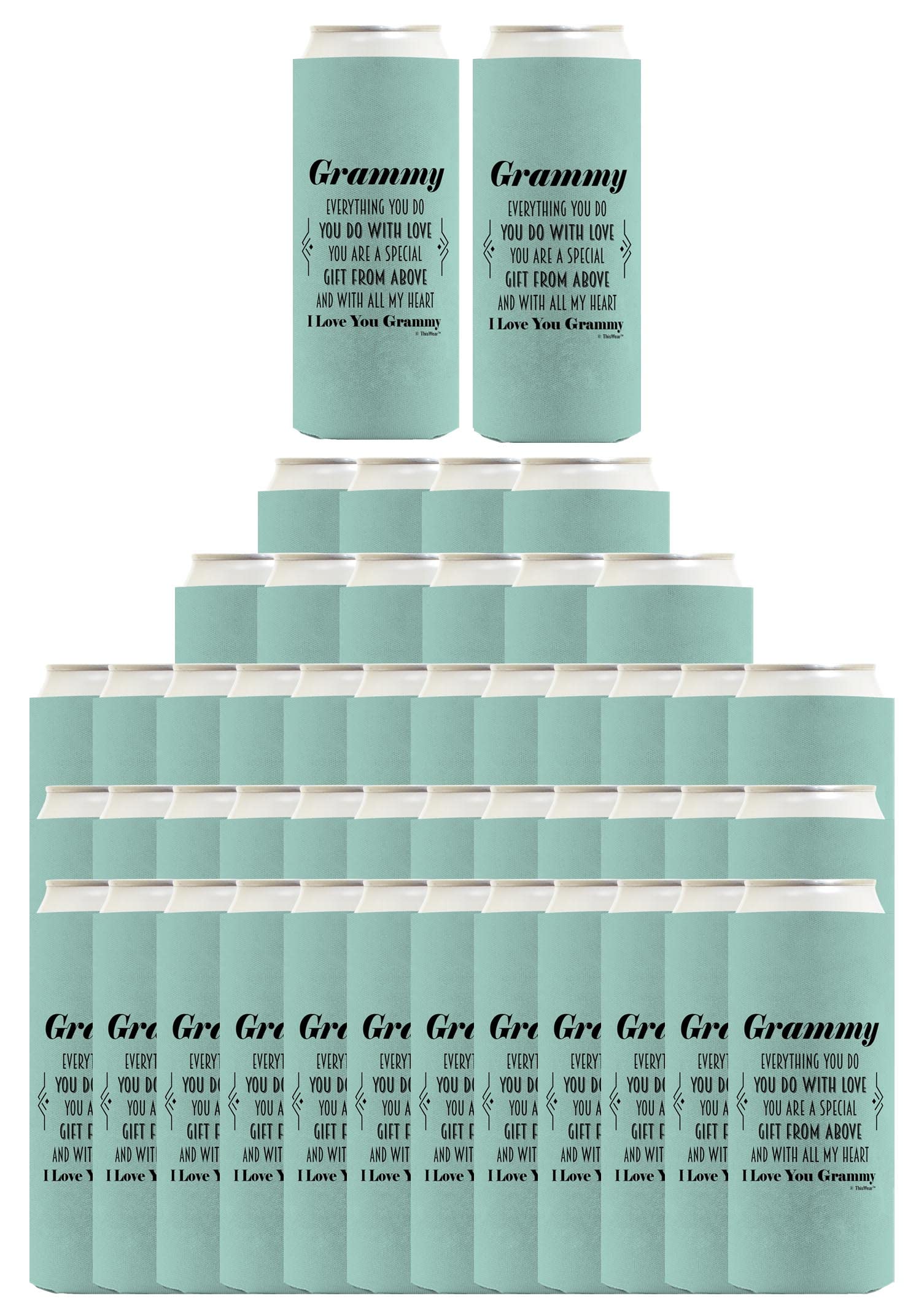 Inspirational Gift for Grammy - You Are a Gift From Above Poem - 48-Pack Ultra Slim Can Coolers - Perfect for Mother's Day, Birthday & Holiday Presents - Great for Parties, BBQs & Family Gatherings