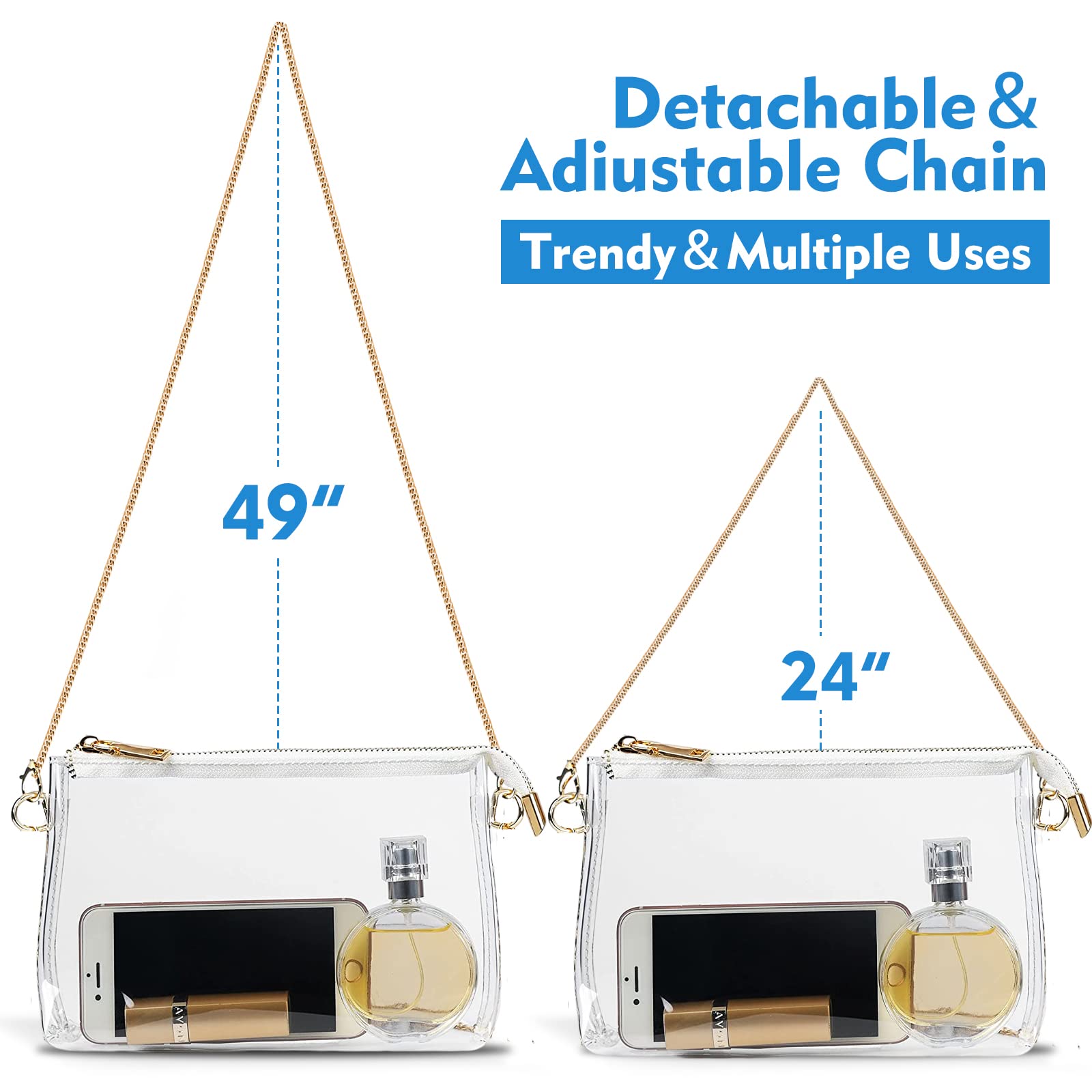 Stadium Approved Clear PVC Purse for Women - Transparent Concert Bag for Events, Sports Games & Music Festivals