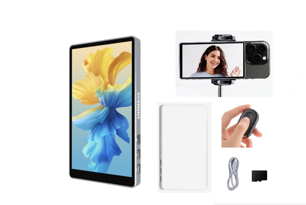 5 Inch FHD 1080P Touch Screen CP5 Phone Vlog Selfie Monitor with Rear Camera - Magnetic Silicone Case Included, Compatible with iPhone - Perfect for Live Streaming, TikTok Videos & Content Creation
