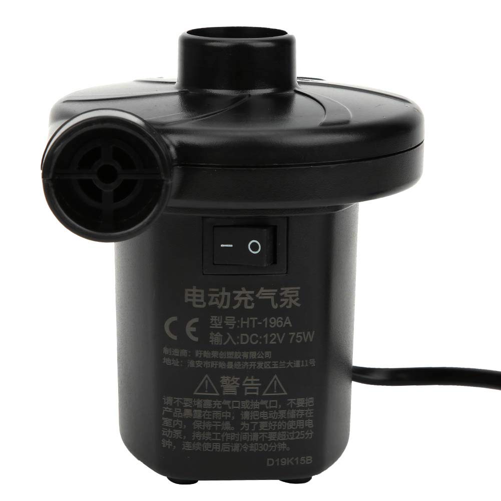 12V DC Electric Air Pump - Dual-Purpose Inflator for Swimming Rings & Inflatable Boats | Portable Black Air Compressor for Pool Toys, Water Sports, Camping and Outdoor Activities