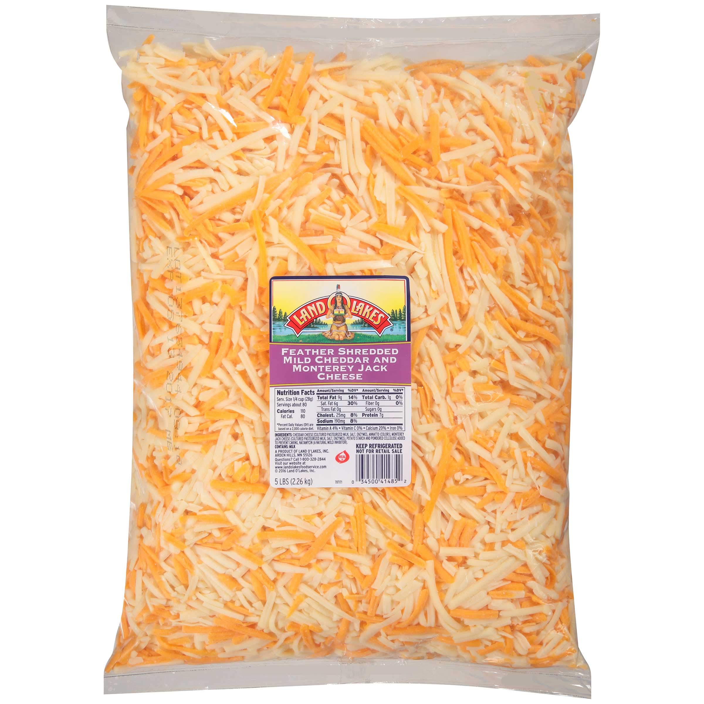 Land O Lakes Feather Shredded Mild Cheddar & Monterey Jack Cheese Blend - 5 lb (4-Pack) | Perfect for Tacos, Nachos, Casseroles & Melting Recipes