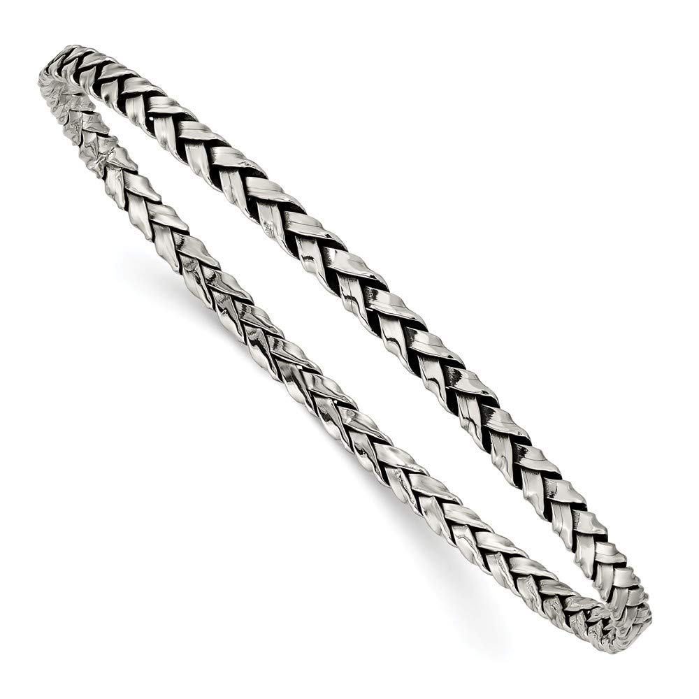 FB Jewels Solid 925 Sterling Silver Antiqued 3.5mm Slip-On Bangle Bracelet for Women - Vintage Style Jewelry Gift for Her, Perfect for Weddings, Parties & Everyday Wear