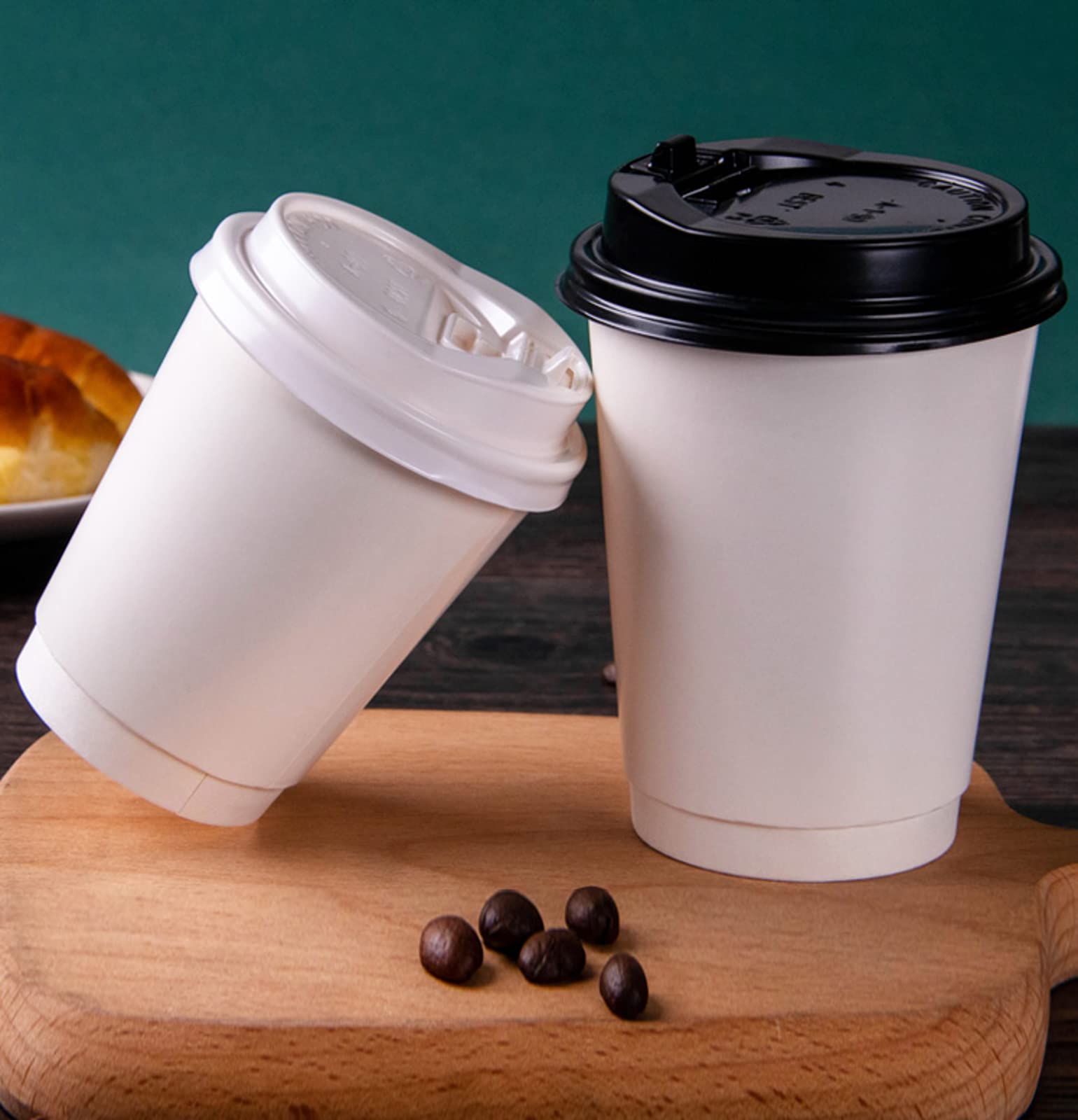 100-Pack 12oz Thickened Disposable Paper Cups with Lids - White Coffee Cups for Hot & Cold Drinks, Espresso, Tea - Perfect for Parties, Travel, Events, Office & Home Use