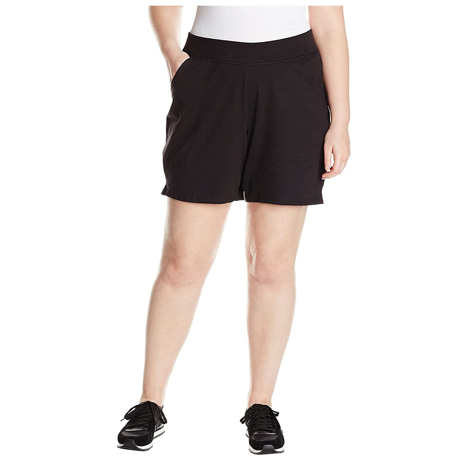 Women's Plus Size Soft Cotton Yoga Pants with Elastic Waist - Stretchy Workout Shorts for Running, Gym & Lounge - High Waisted Pull-On Comfort Shorts for Yoga, Pilates & Casual Wear