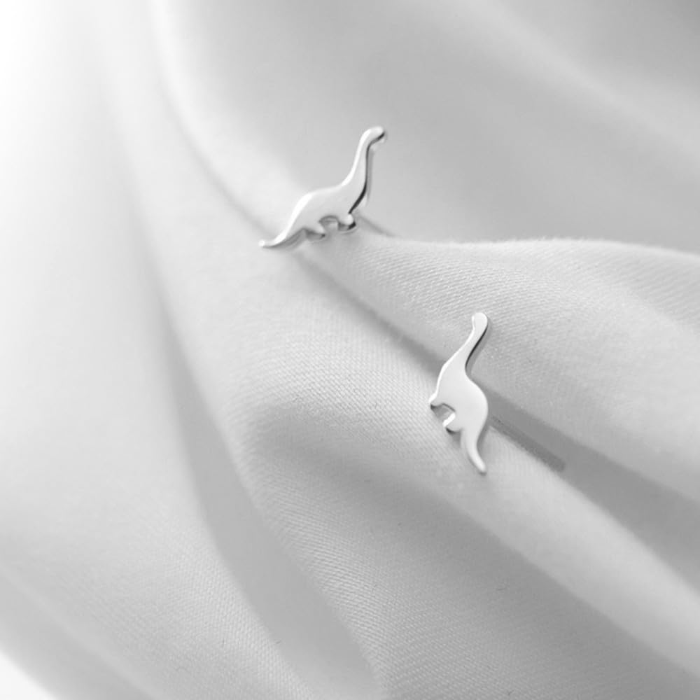 Pargleev Dinosaur Stud Earrings - S925 Sterling Silver Minimalist Animal Jewelry for Women & Girls - Hypoallergenic Earrings for Sensitive Ears - Perfect Gift for Dinosaur Lovers, Birthday & Everyday Wear