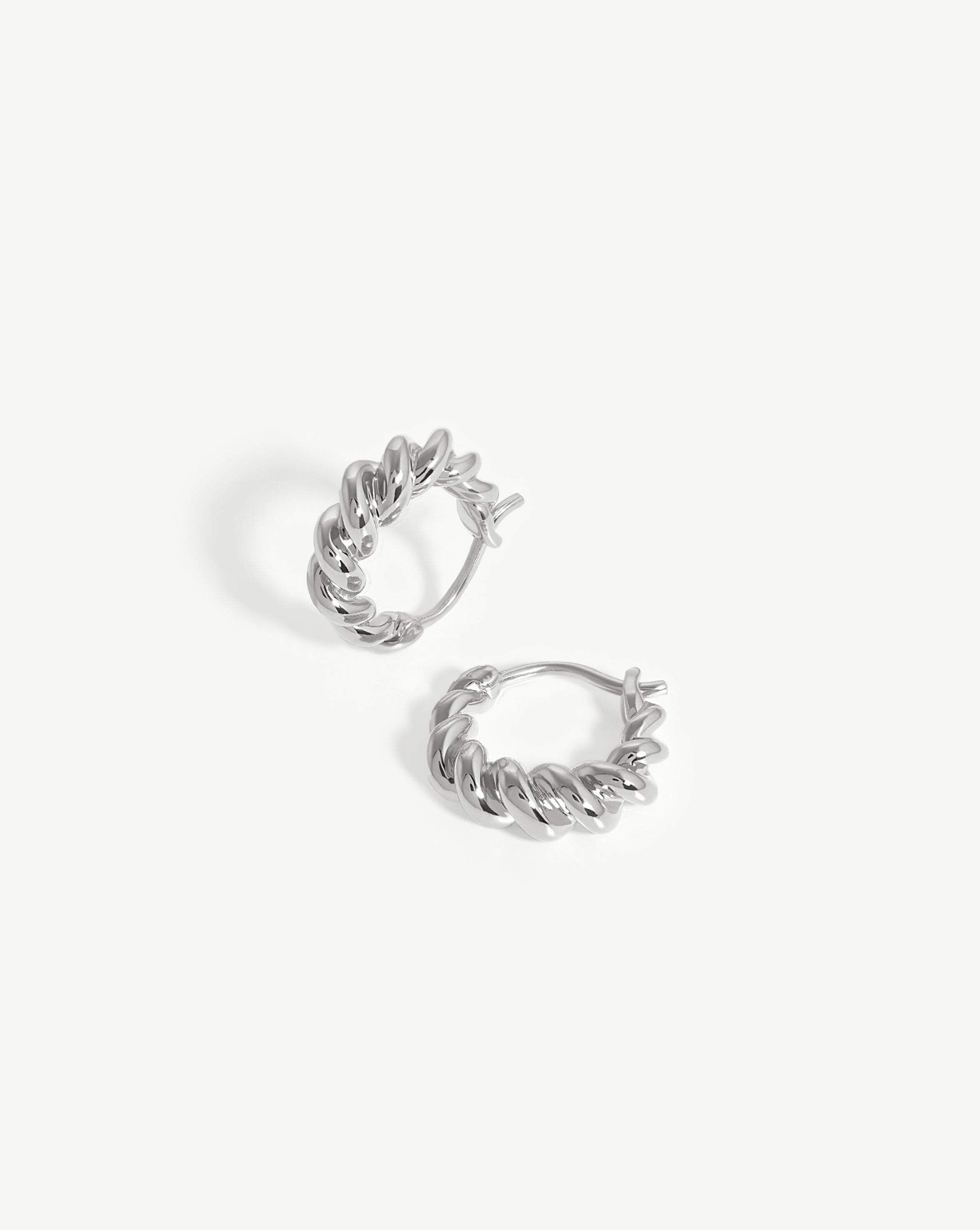 Small Tidal Hoop Earrings - Sterling Silver 925 | Dainty Wave Design Earrings for Women | Perfect for Everyday Wear, Date Night & Beach Vacation
