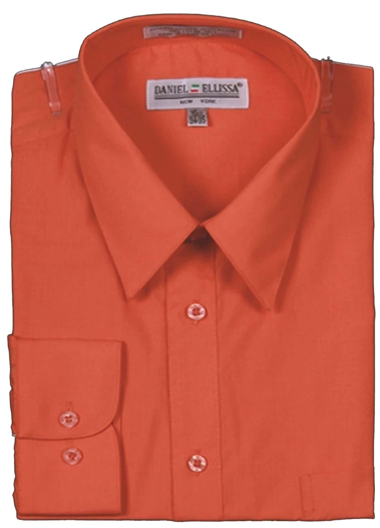 Premium Men's Convertible Cuff Dress Shirt - Classic Orange Button Down Shirt for Business, Office & Formal Occasions