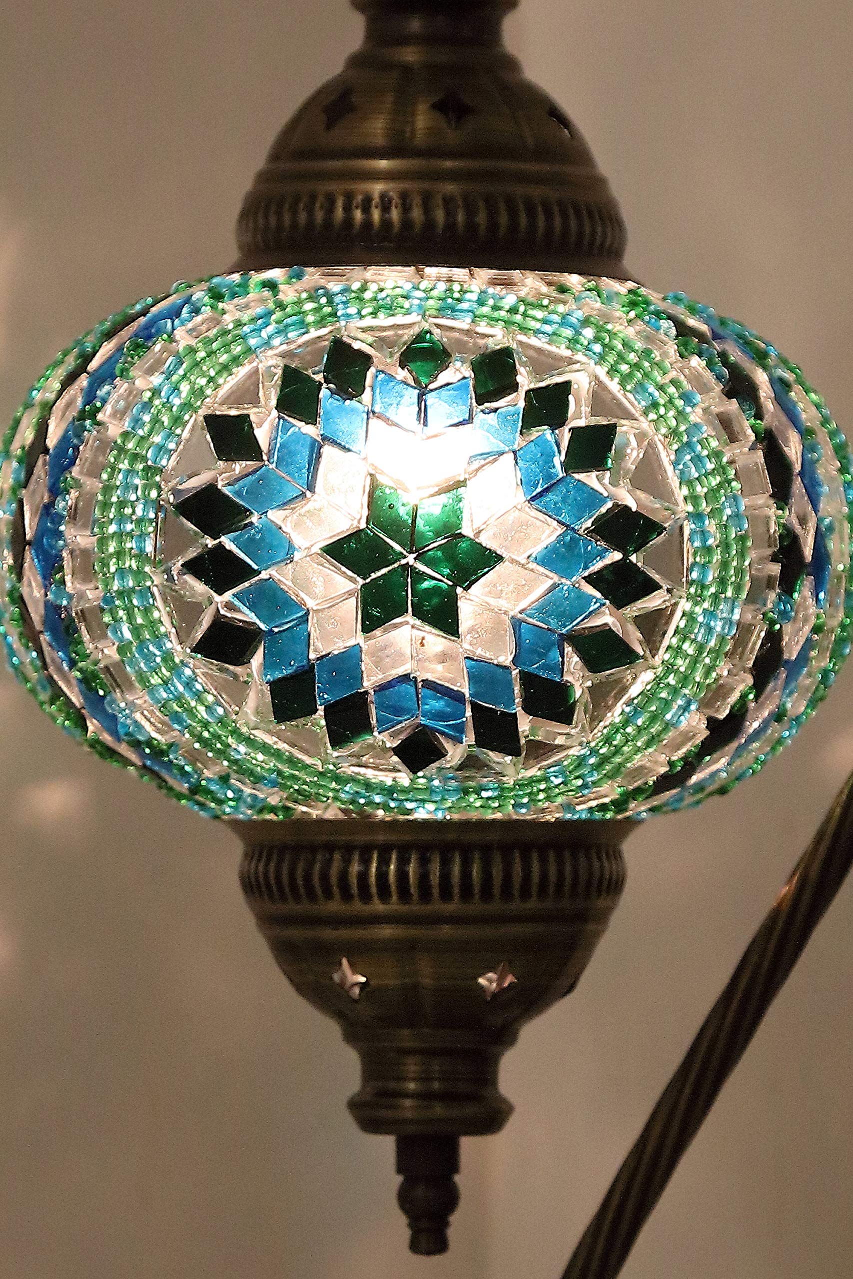 Handmade Mosaic Swan Lake Table Lamp - Unique Turkish Tiffany Moroccan Night Art Home Decor with 2 Bulbs Included - Perfect for Bedside, Living Room, and Boho Style Lighting
