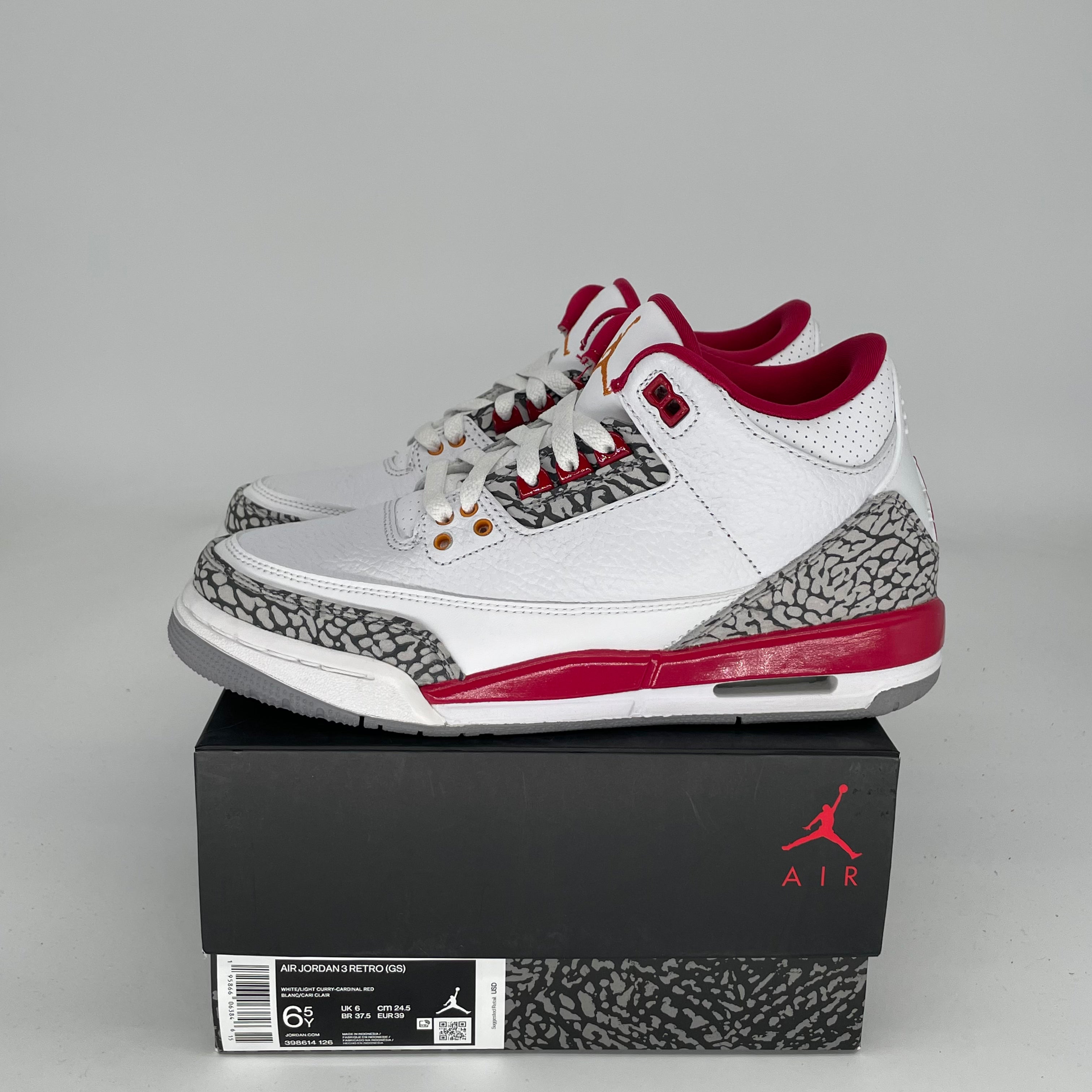 AIR JORDAN 3 CARDINAL Men's Basketball Shoes Size 6.5Y (398614-126) - Retro Sneakers for Running, Gym & Casual Wear