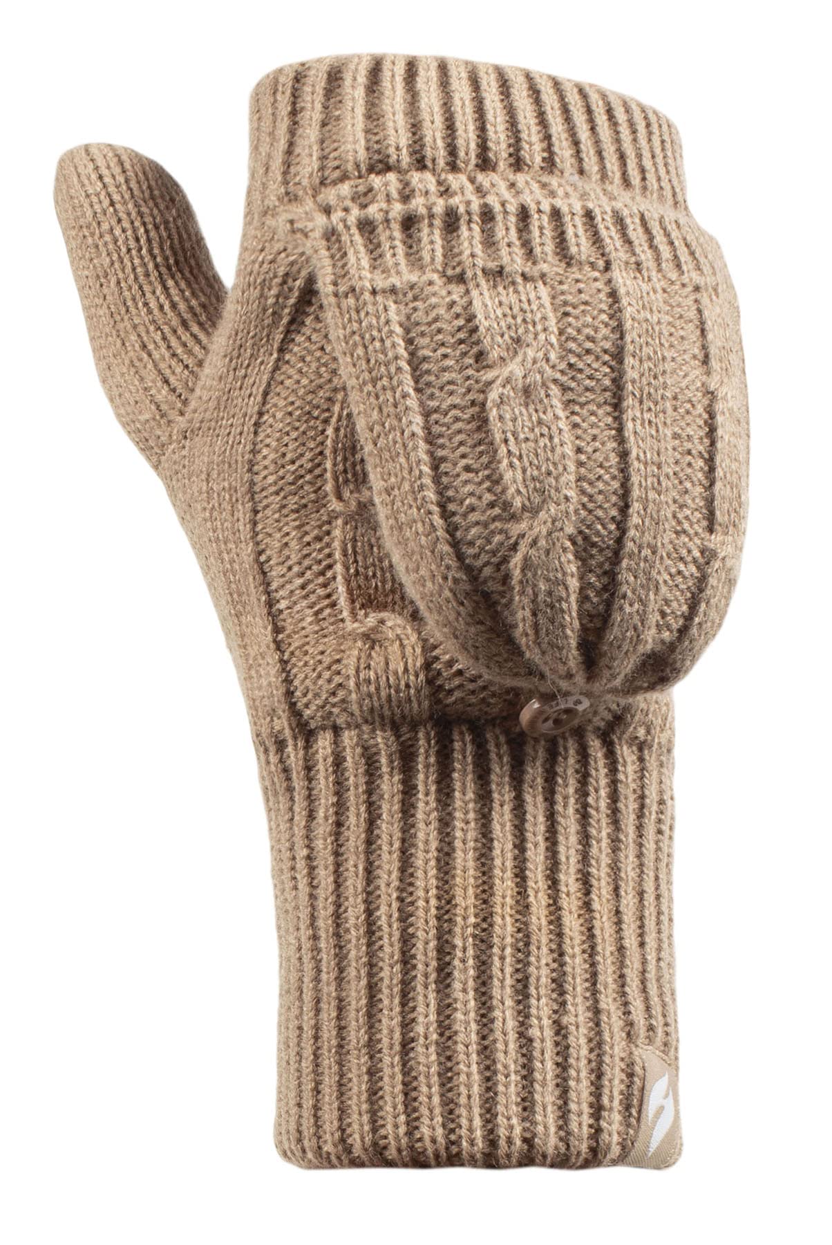 Heat Holders Women's Thermal Fingerless Gloves - 2.3 Tog Cable Knit Convertible Mittens for Cold Weather, Typing & Outdoor Activities