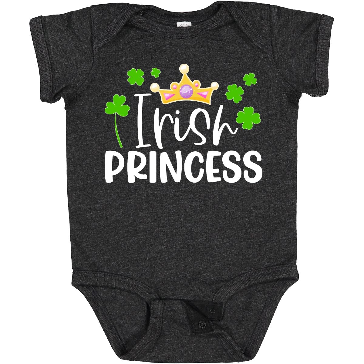 Irish Princess Baby Bodysuit with Crown & Clovers - St. Patrick's Day Gift