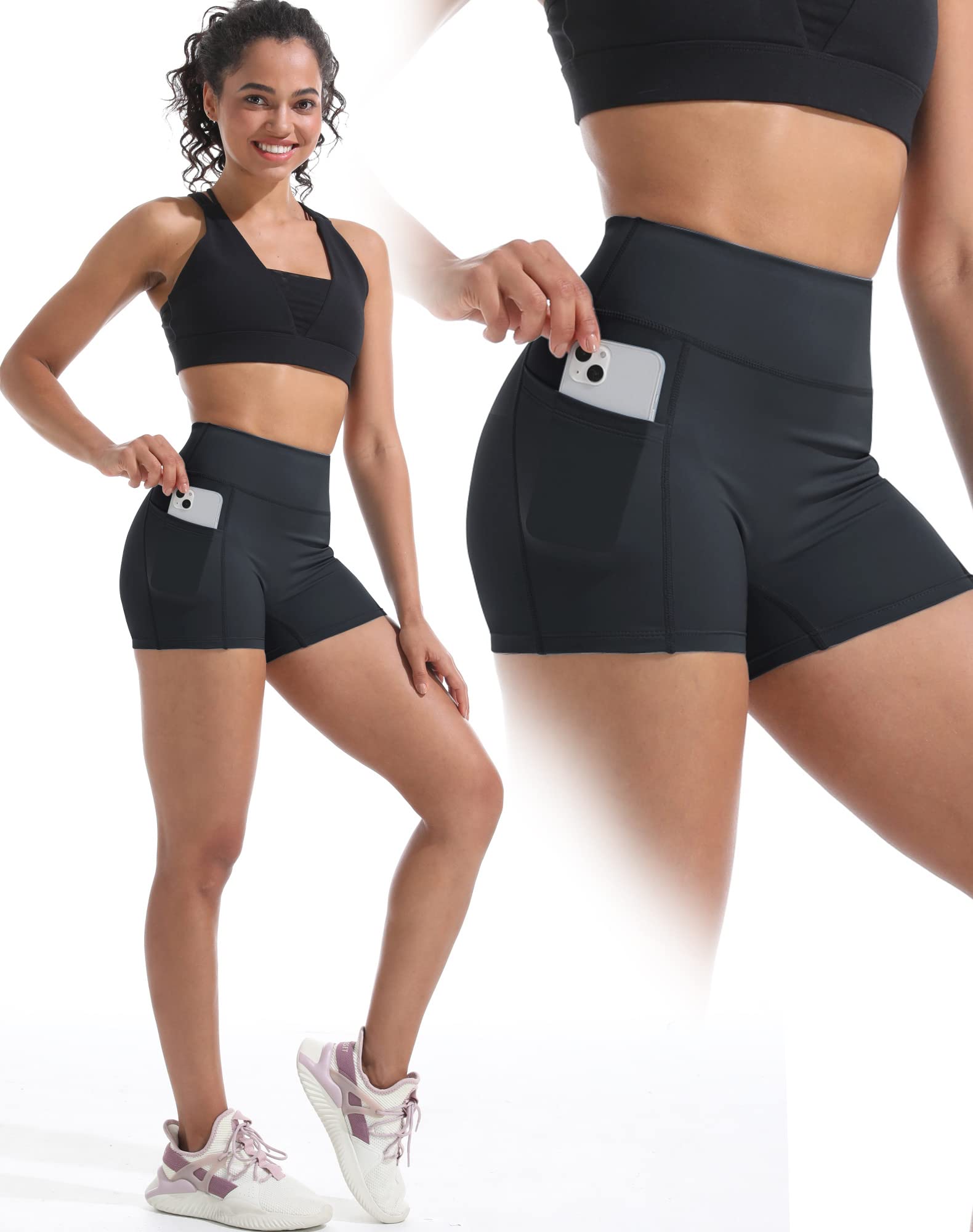 NELEUS Women's High Waist Tummy Control Workout Shorts - Athletic Running Yoga Gym Biker Shorts for Women - Perfect for Fitness, Lounge & Everyday Wear