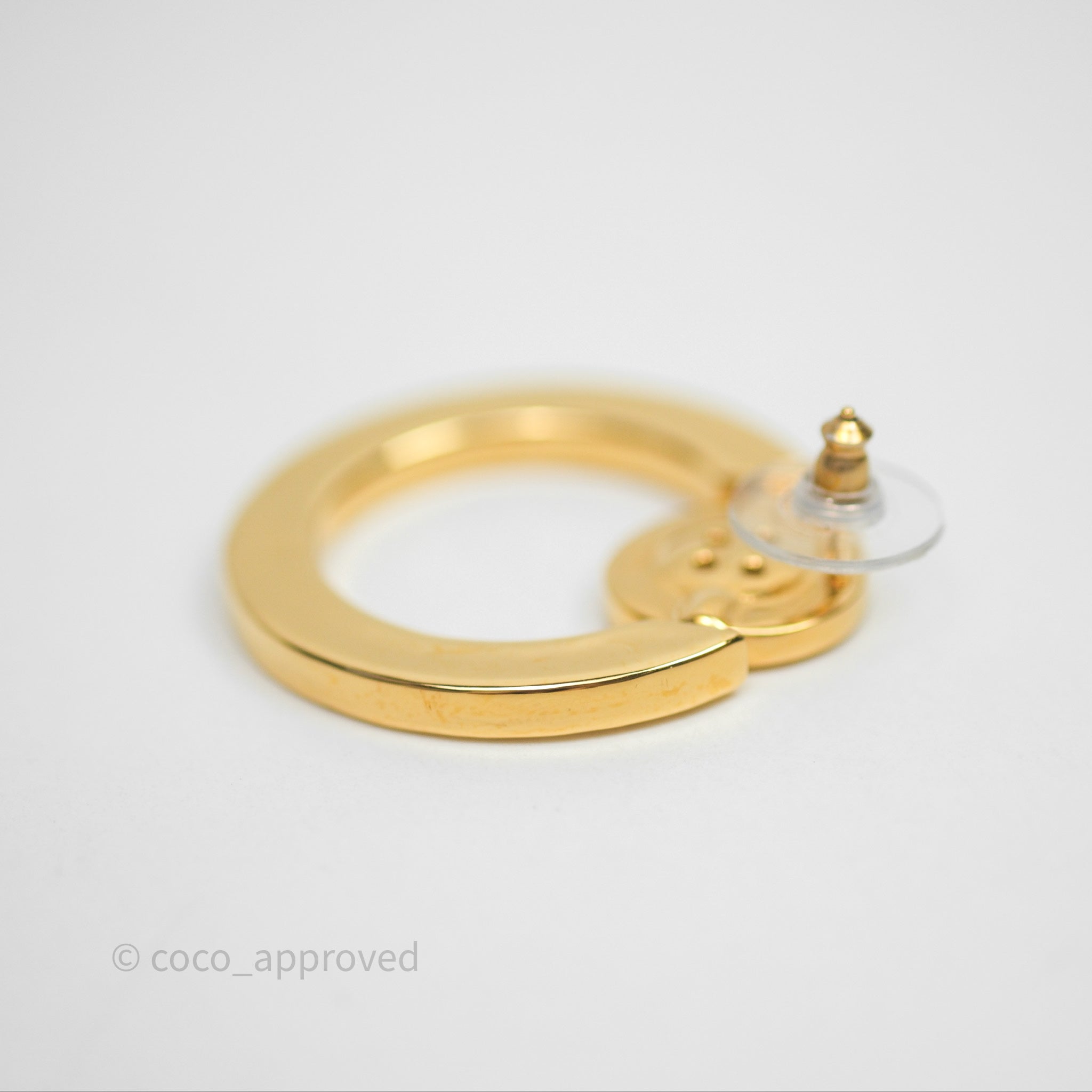 Chanel CC Round Earrings Gold Tone 20A - Luxury Fashion Jewelry for Women - Perfect for Parties, Weddings & Special Occasions