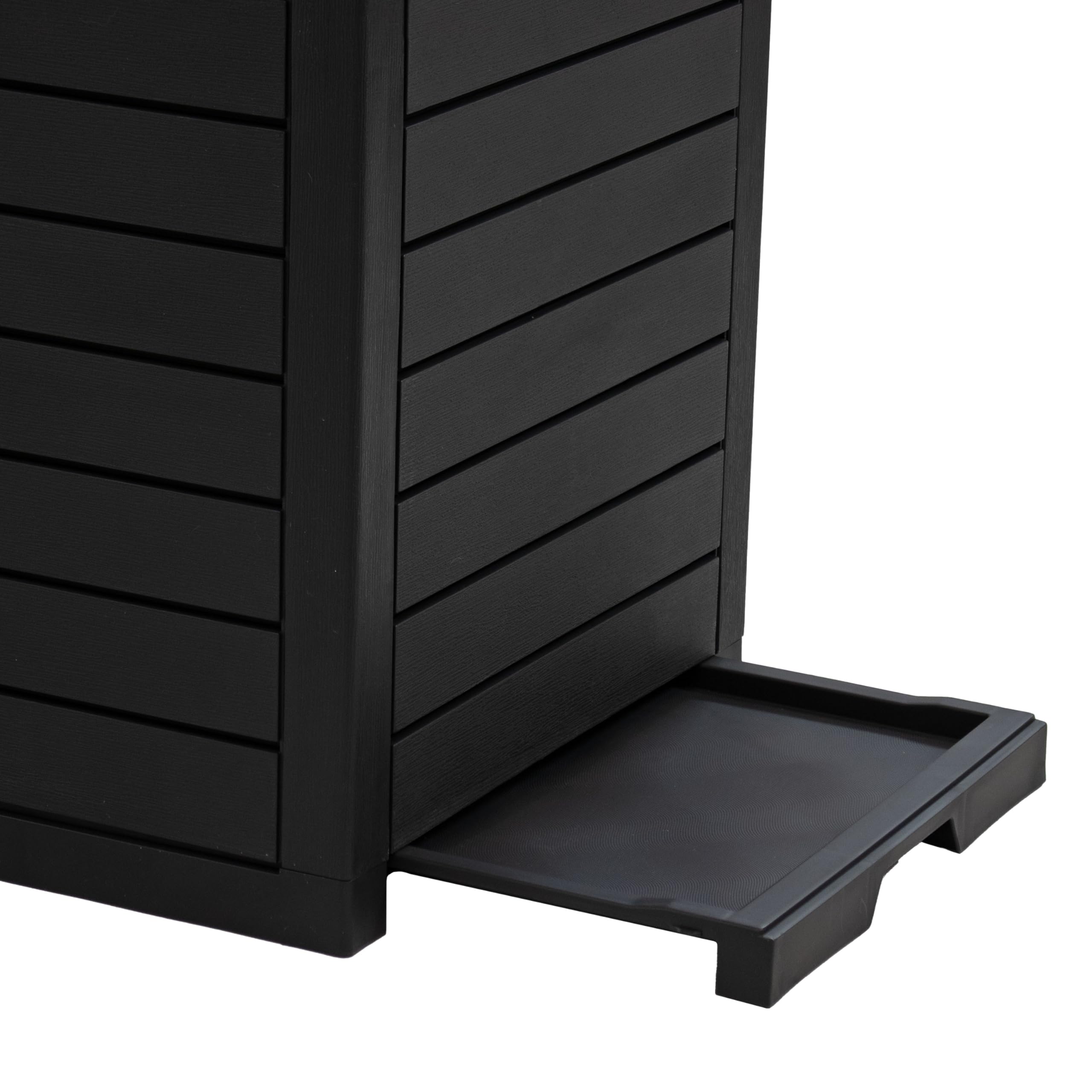 Sunnydaze 39-Gallon Outdoor Trash Can with Lid & Built-in Drip Tray - Weatherproof Resin Garbage Bin for Patio, Deck, Backyard & Garden - Black