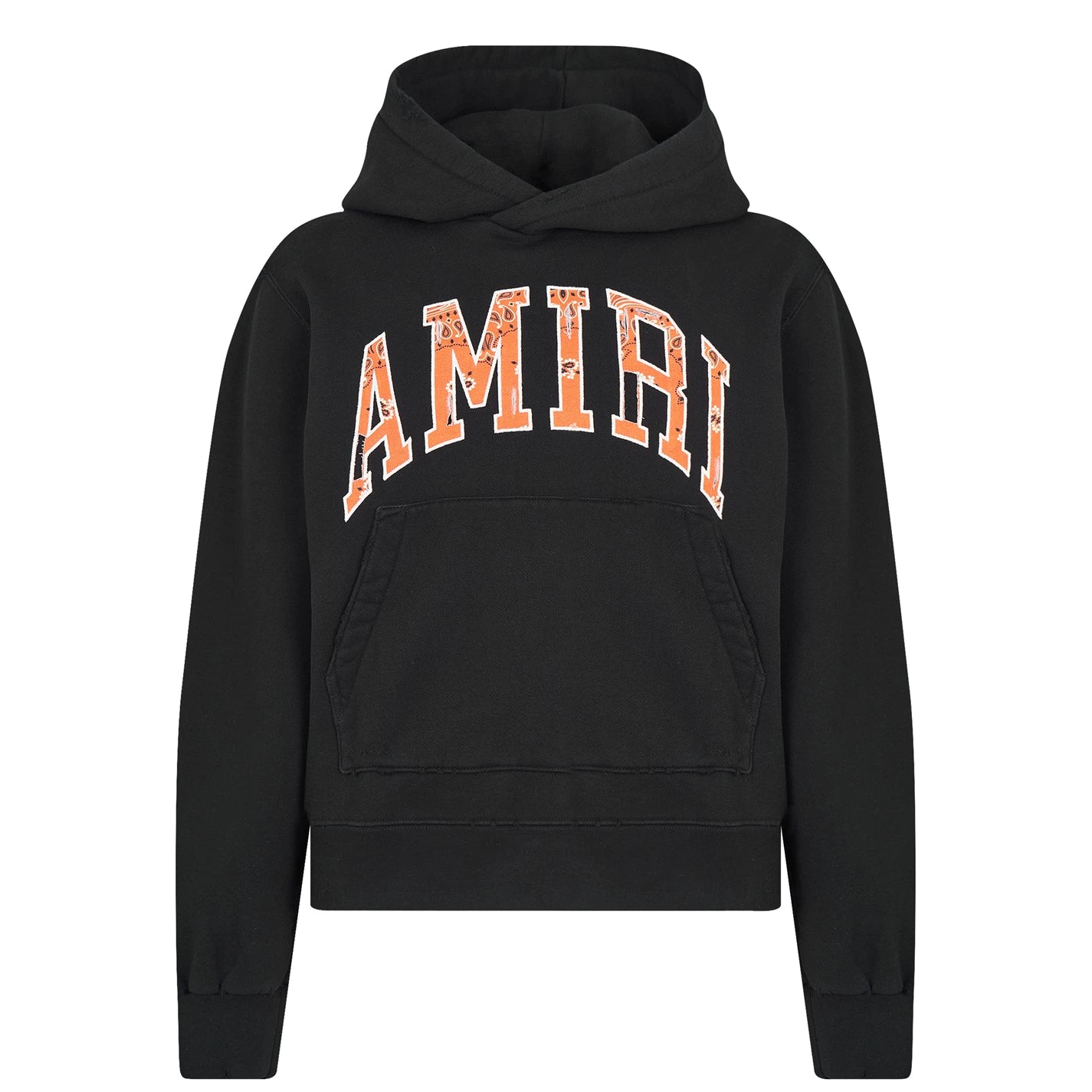 Amiri Black Bandana Logo Hoodie for Men - Streetwear Fashion Hooded Sweatshirt with Adjustable Drawstring | Perfect for Casual Wear, Urban Style & Hip-Hop Outfits