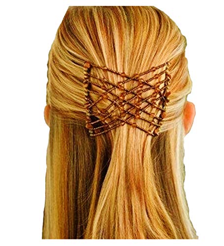 1pc Crystal Beaded Flower Magic Hair Comb - Elastic Double EZ Clips Hair Accessories for Women & Girls - Wedding, Prom, Party Hair Jewelry (Style 3#)