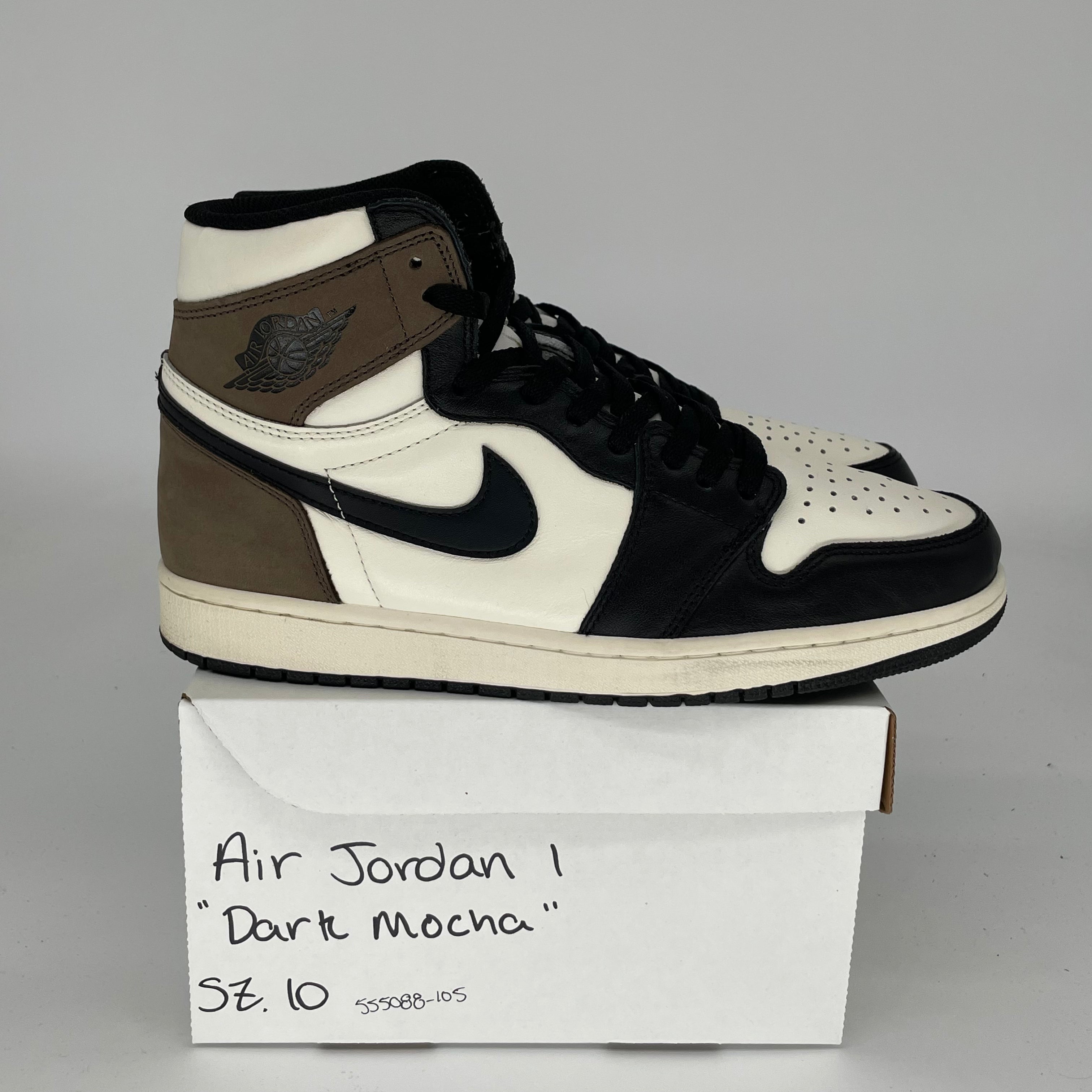 Air Jordan 1 Dark Mocha Men's Sneakers Size 10 - 555088-105 - Retro High OG Basketball Shoes for Casual Wear & Street Style