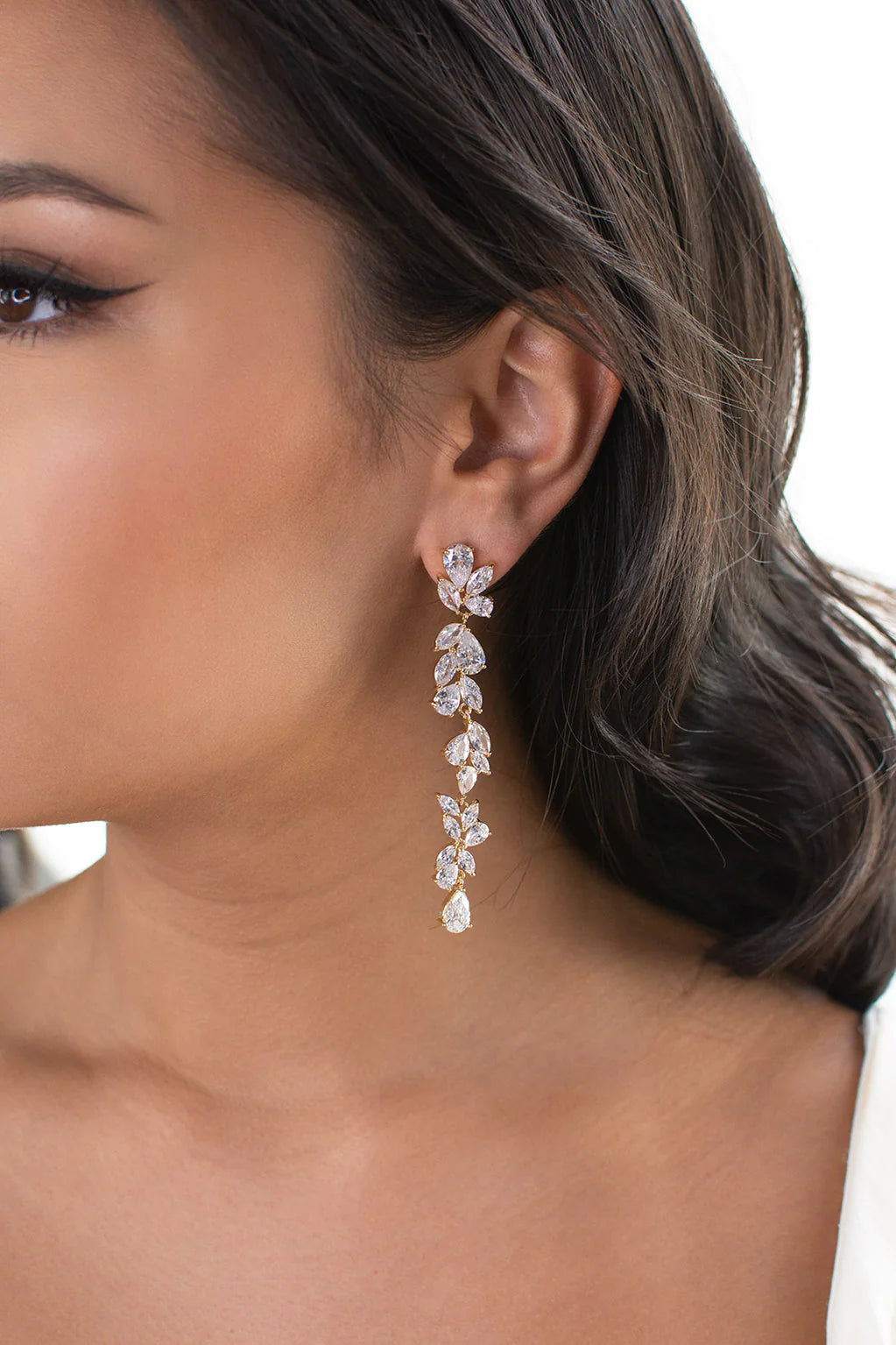Claudine Crystal Cluster Long Drop Bridal Earrings - Elegant Wedding Jewelry for Brides, Bridesmaids & Formal Events | Perfect for Weddings, Prom & Evening Occasions