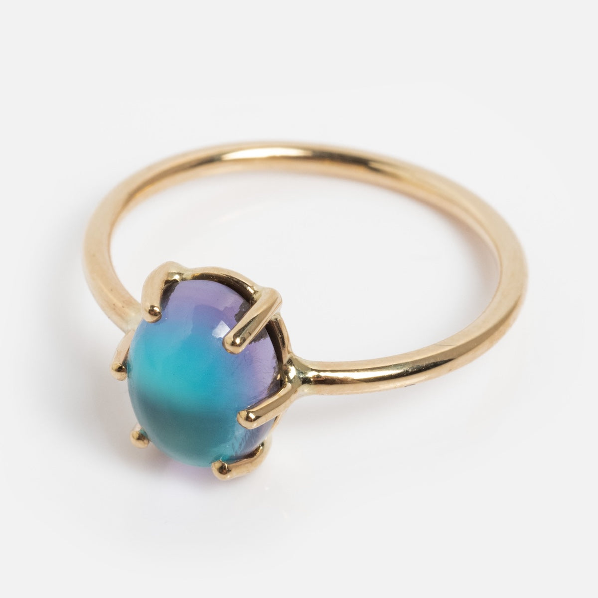 14K Blue Crush Cat's Eye Moonstone Solitaire Ring - Elegant Dainty Jewelry for Women, Perfect for Engagement, Wedding, Anniversary & Everyday Wear