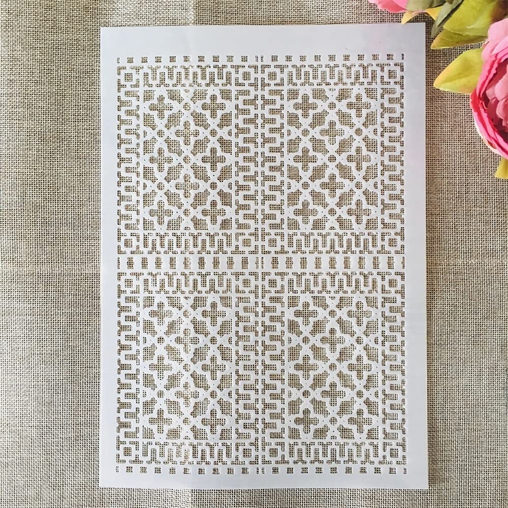 Reusable A4 29cm Geometry & Texture Painting Stencils for DIY Scrapbooking, Furniture, Wall & Floor Decor - Perfect for Home Crafts, Art Projects & Interior Design
