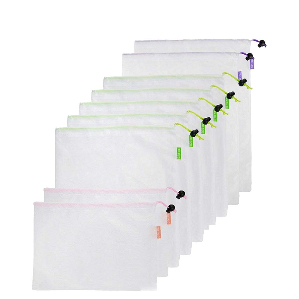 Hemoton 9-Piece Clear Travel Toiletry Bag Set - Mesh Produce Bags for Fruits, Vegetables, Food & Grocery Storage - Food Safe Reusable Mesh Bags for Travel, Kitchen & Organizing Toys