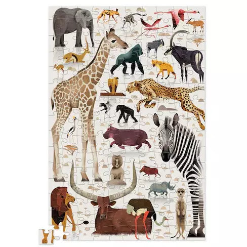 150 Piece Tin Puzzle - African Animals Safari Theme, Fun & Challenging Jigsaw Puzzle for Adults & Kids, Perfect for Family Game Night & Educational Play