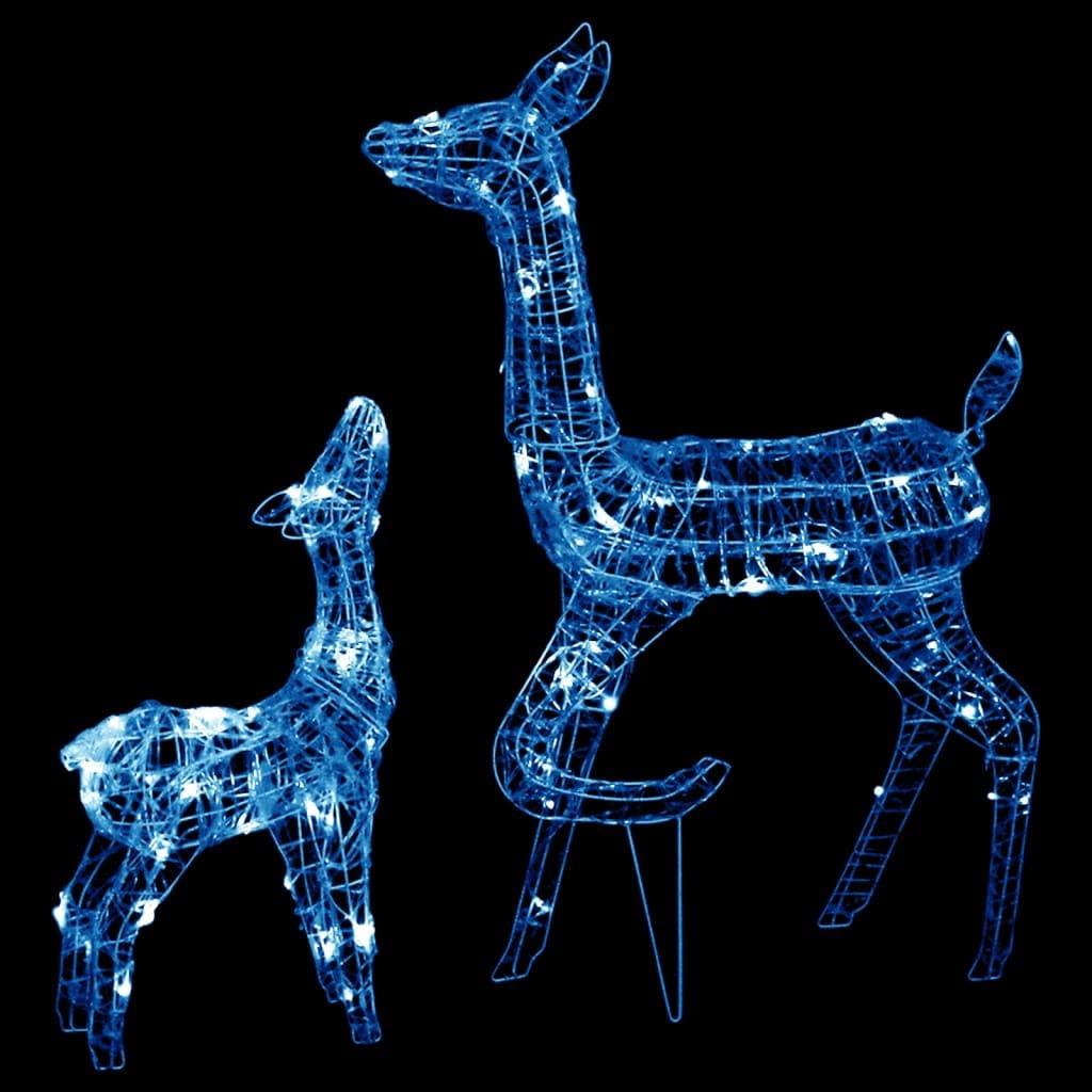 160 LED Blue Acrylic Reindeer Family Christmas Decorations Set - Lighted Outdoor Yard Decor for Holiday, Garden, and Party Scenes