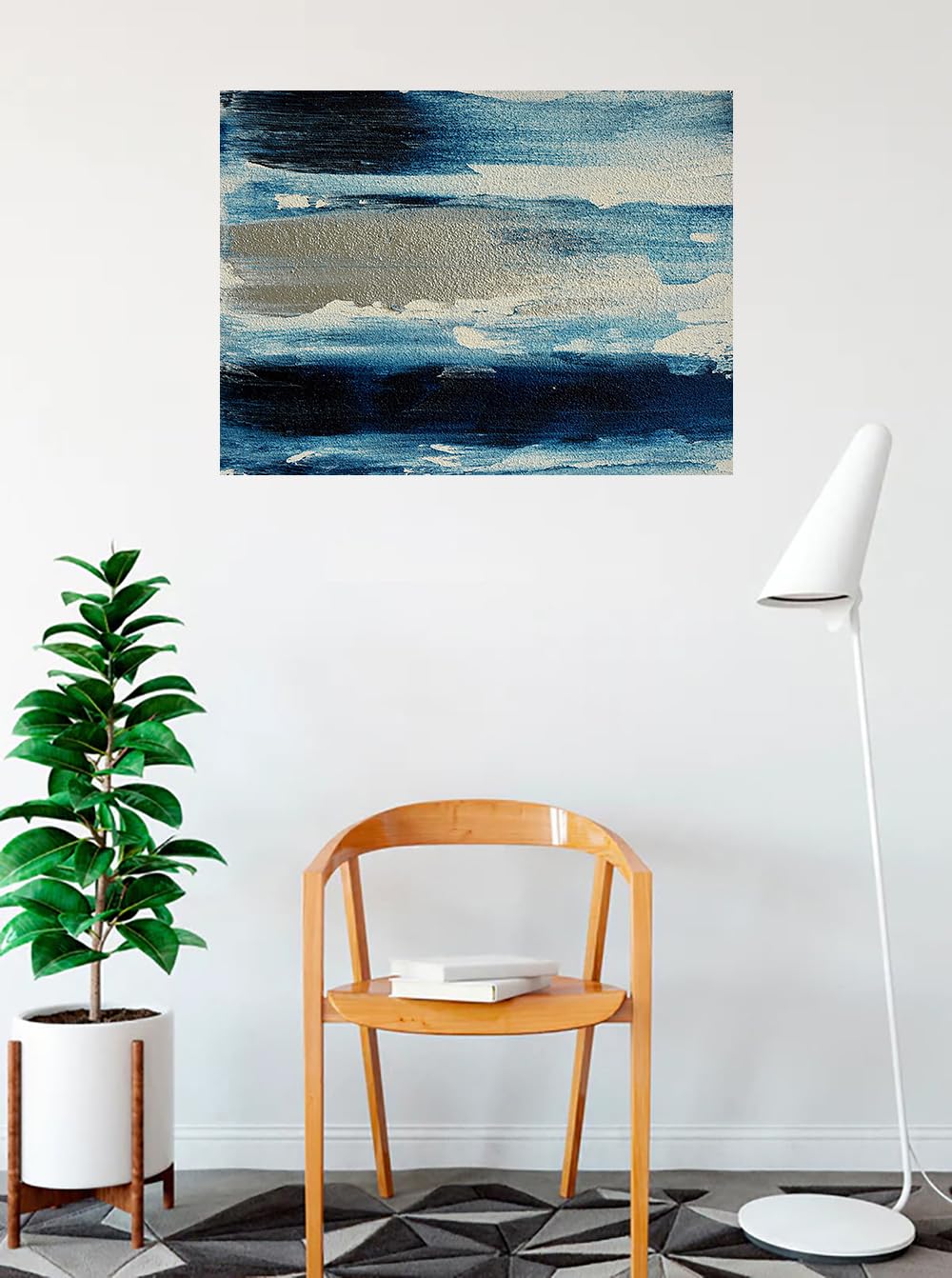 Buyartforless CAN GG010 24x32 GW Blue Canvas Wall Art - Modern Home Decor for Living Room, Bedroom & Office