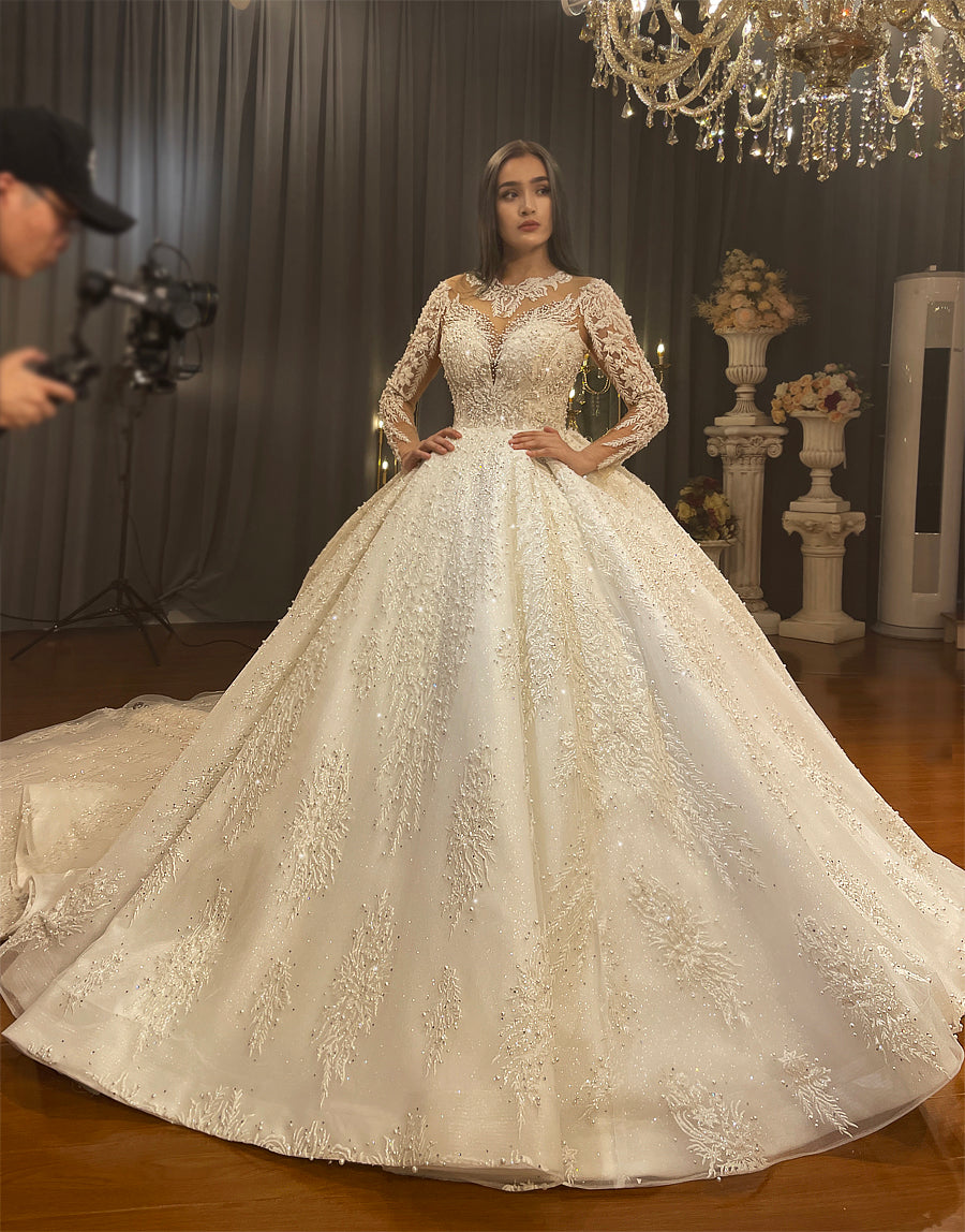 Elegant Lace Wedding Dress NS4348 by Amanda Novias - Perfect for Bridal Gowns, Church Weddings & Formal Occasions