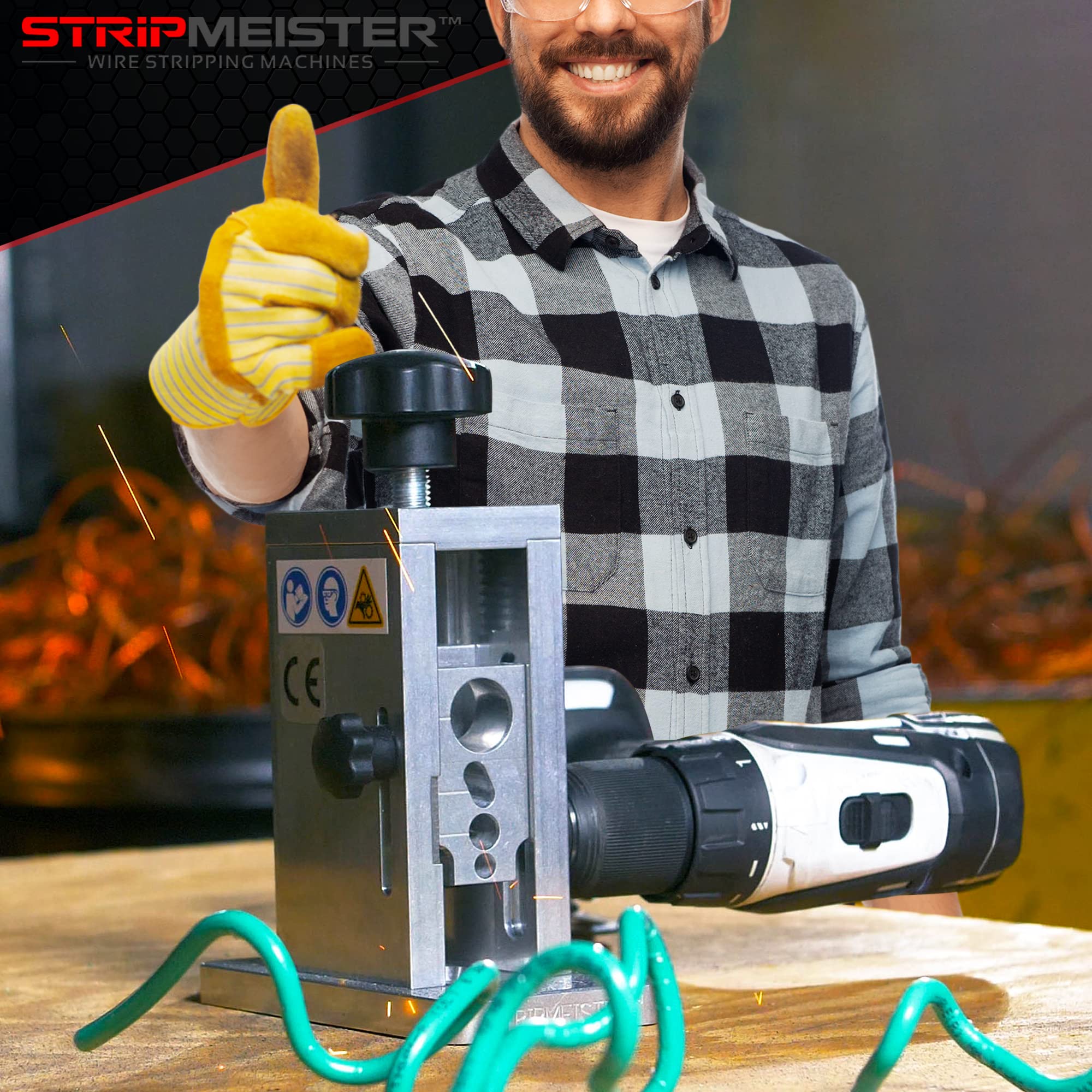StripMeister Original Drill-Powered Wire Stripper Machine - Easy Manual Wire Stripping Tool for Copper & Electrical Wires | Perfect for Electricians, DIY Projects & Home Renovations