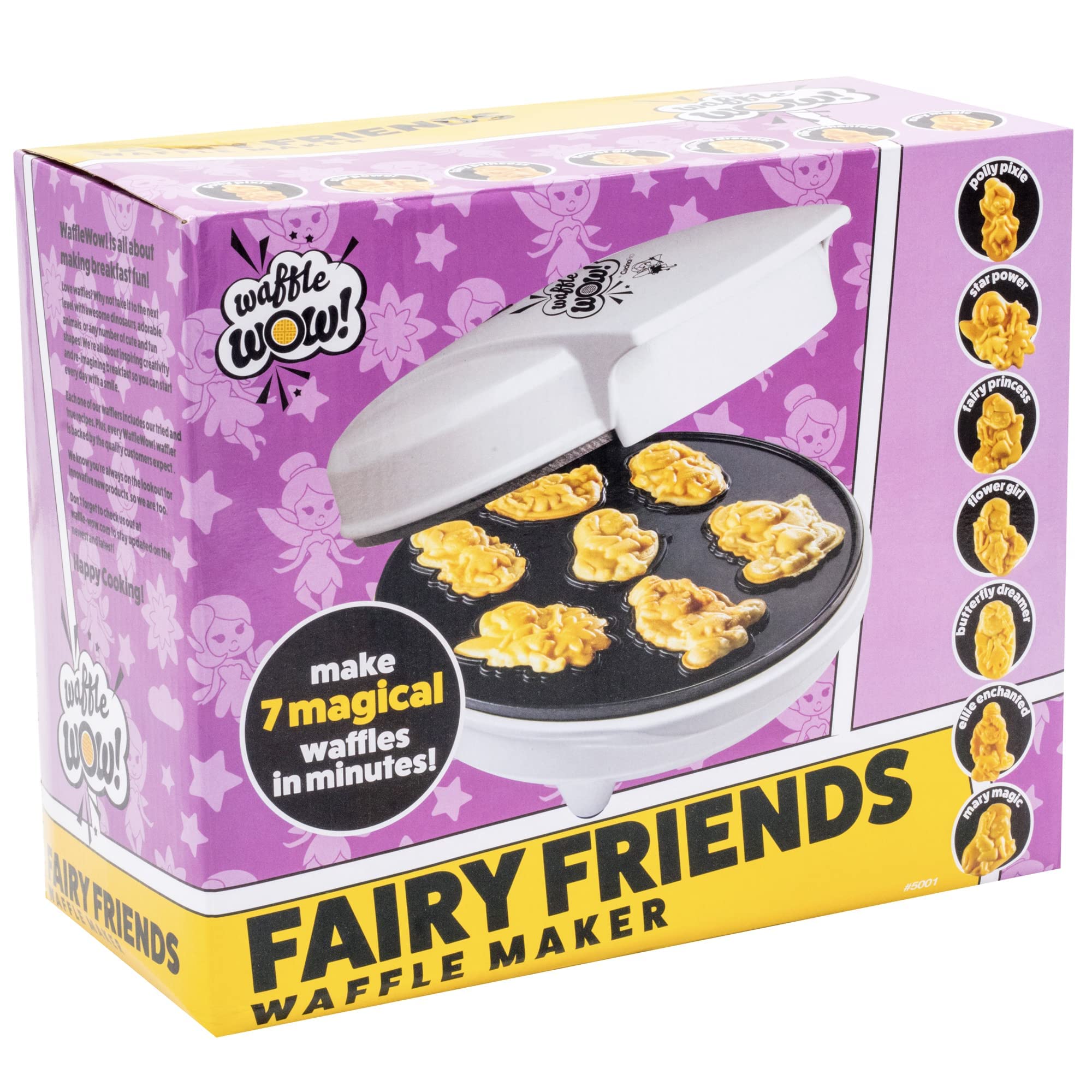 Fairy Friends Mini Waffle Maker - Electric Non-Stick Waffle Iron for Kids & Adults - Makes 7 Magical Fairy-Shaped Waffles & Pancakes Fast - Perfect for Breakfast, Parties & Princess-Themed Gifts