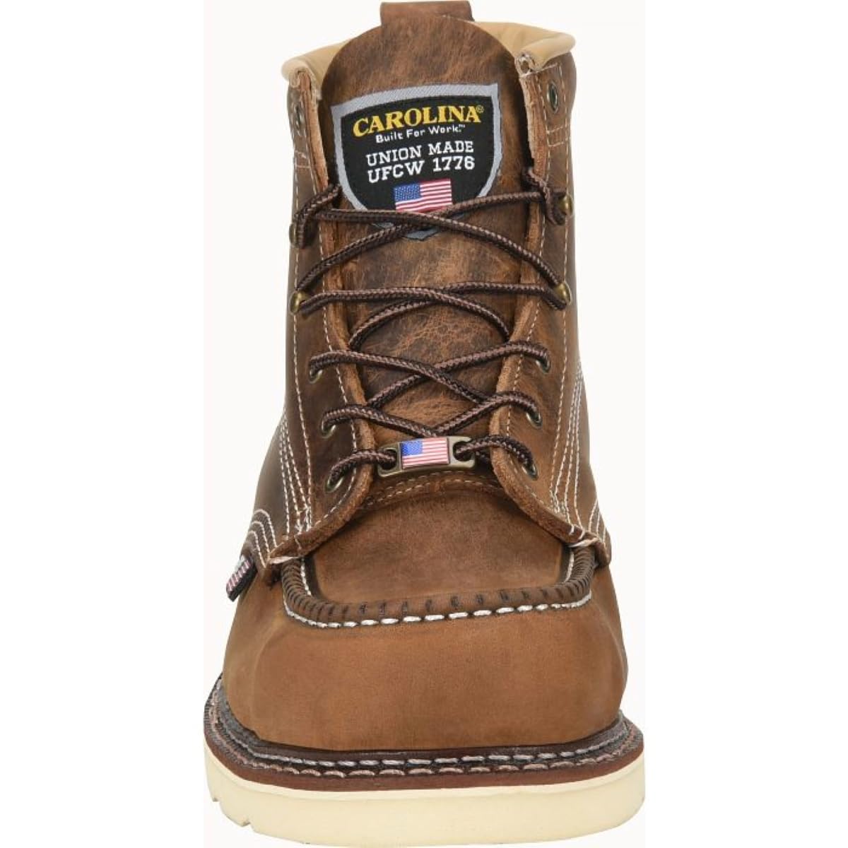 Carolina AMP USA 6 Inch Men's Soft Moc Toe Work Boots - American Made Leather Safety Shoes with Oil & Slip Resistant Outsole, Comfortable Poron Insole - Ideal for Construction, Warehouse & Outdoor Work