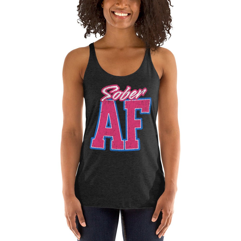 Sober AF Women's Racerback Tank Top - Comfortable Workout Shirt for Yoga, Running & Gym - Breathable Athletic Wear for Fitness & Casual Style