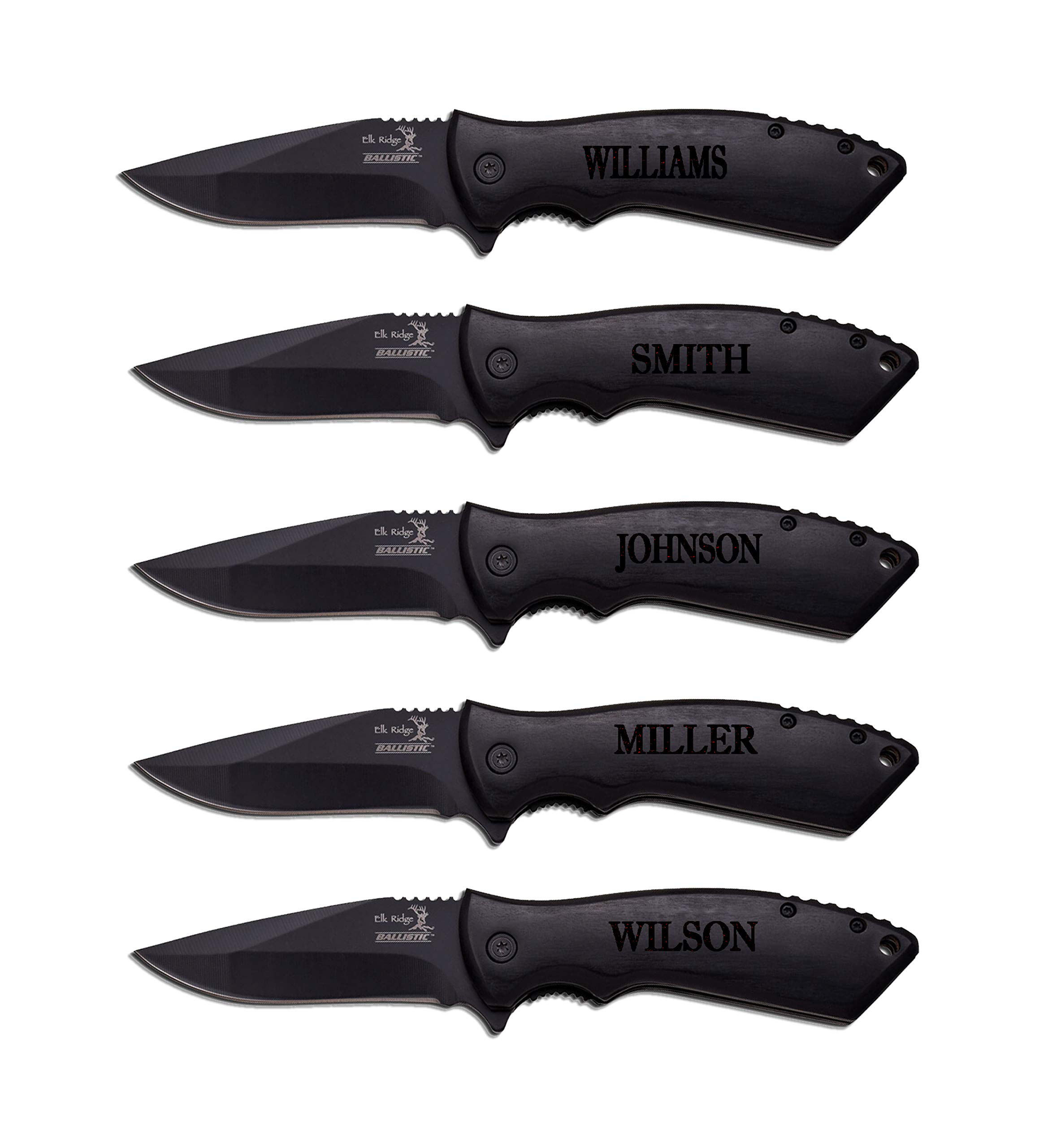 Premium Engraved Pocket Knife Set of 5 - Personalized Groomsmen Gifts with Custom Name Engraving - Ideal for Weddings, Bachelor Parties & Outdoor Adventures