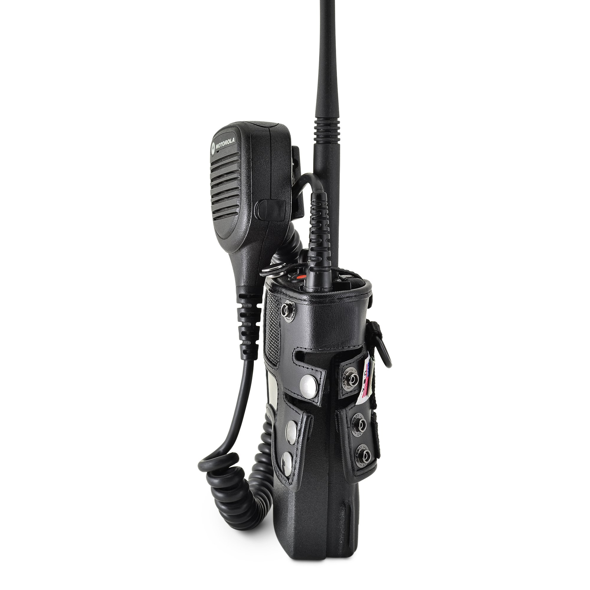 Motorola XTS2500 Radio Holster - Heavy Duty Black Leather Belt Case with D Rings for Fire, Police & Emergency Services | Secure Carry Holder for Models 1, 2 & 3 | Perfect for Duty Belts, Tactical Gear & Field Operations