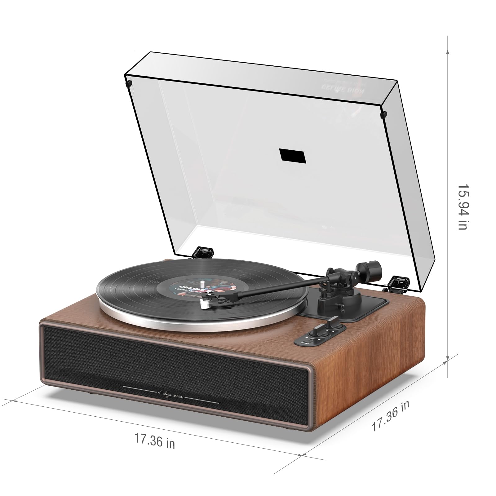 1 by ONE High Fidelity Belt Drive Turntable with Built-in Speakers & Bluetooth - Magnetic Cartridge, Built-in Preamp, Adjustable Counterweight - Perfect for Vinyl Lovers, Home Entertainment & Music Enthusiasts