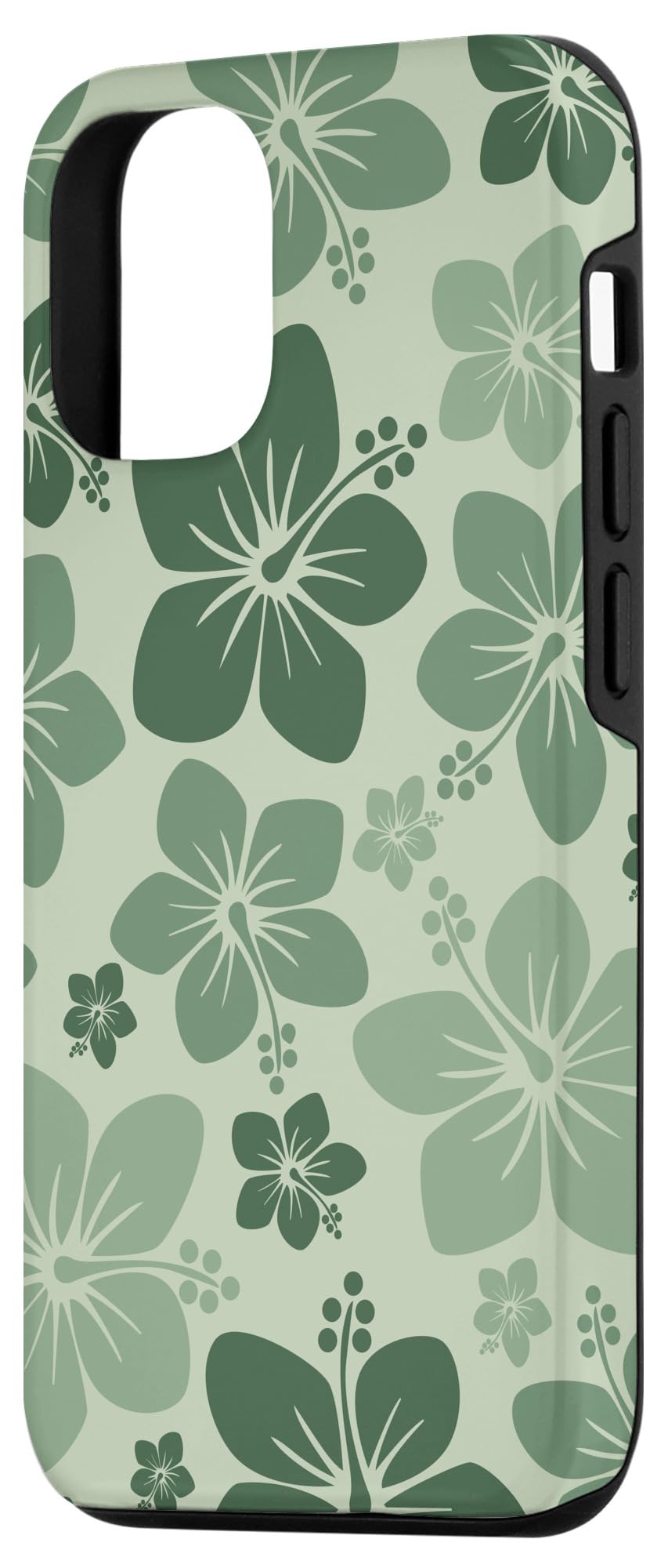 Premium iPhone 12/12 Pro Case - Sage Green Hibiscus Floral Hawaiian Design | Shockproof Protective Cover for Daily Use, Travel & Outdoor Activities